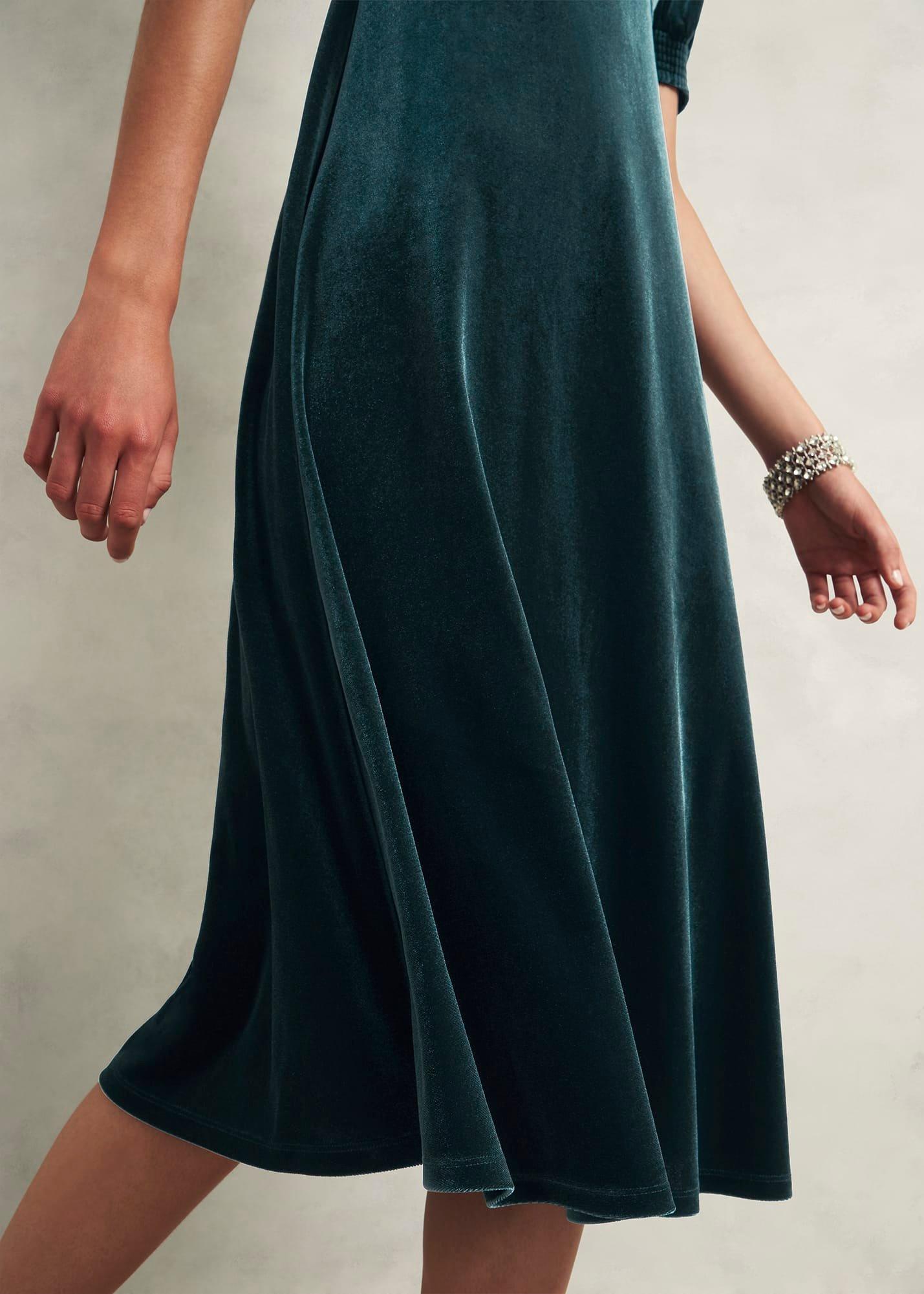 Dormer Velvet Dress, Evergreen, hi-res