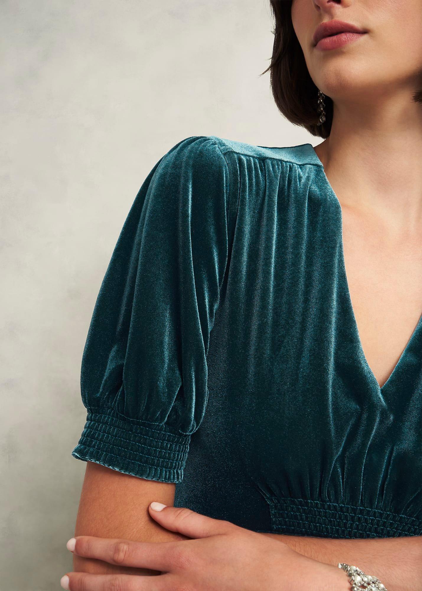 Petite Dormer Velvet Dress, Evergreen, hi-res