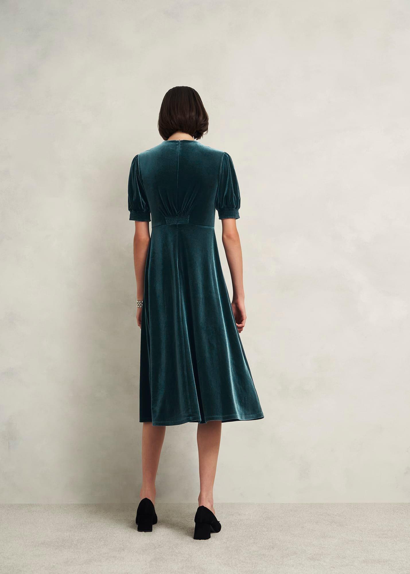 Petite Dormer Velvet Dress, Evergreen, hi-res