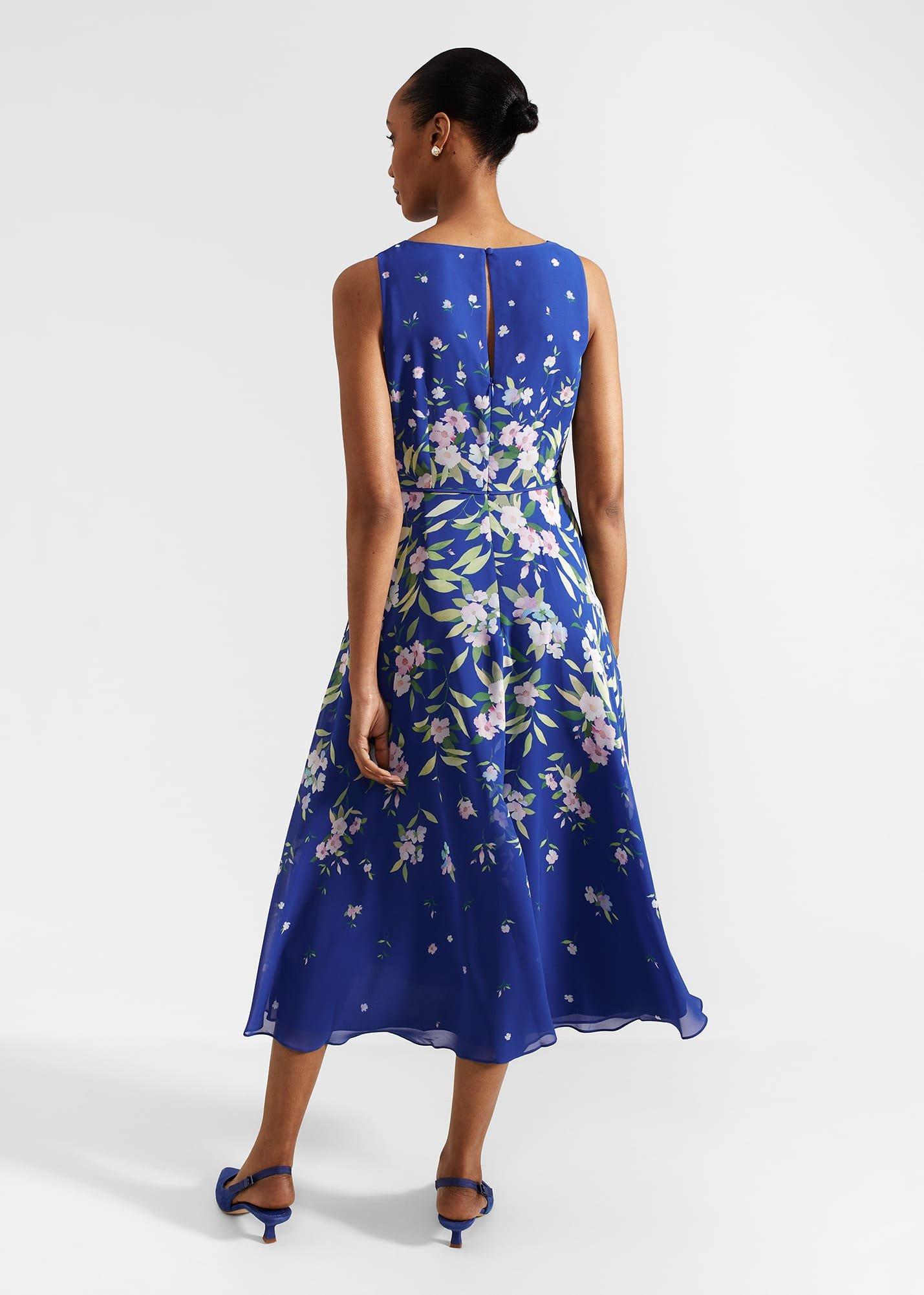 Carly Floral Midi Dress, Blue Multi, hi-res