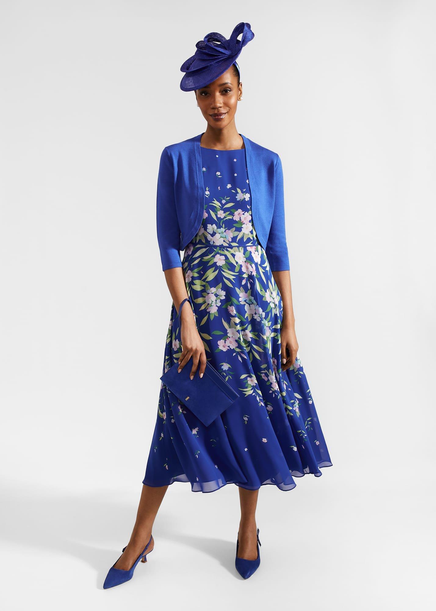Carly Floral Midi Dress, Blue Multi, hi-res