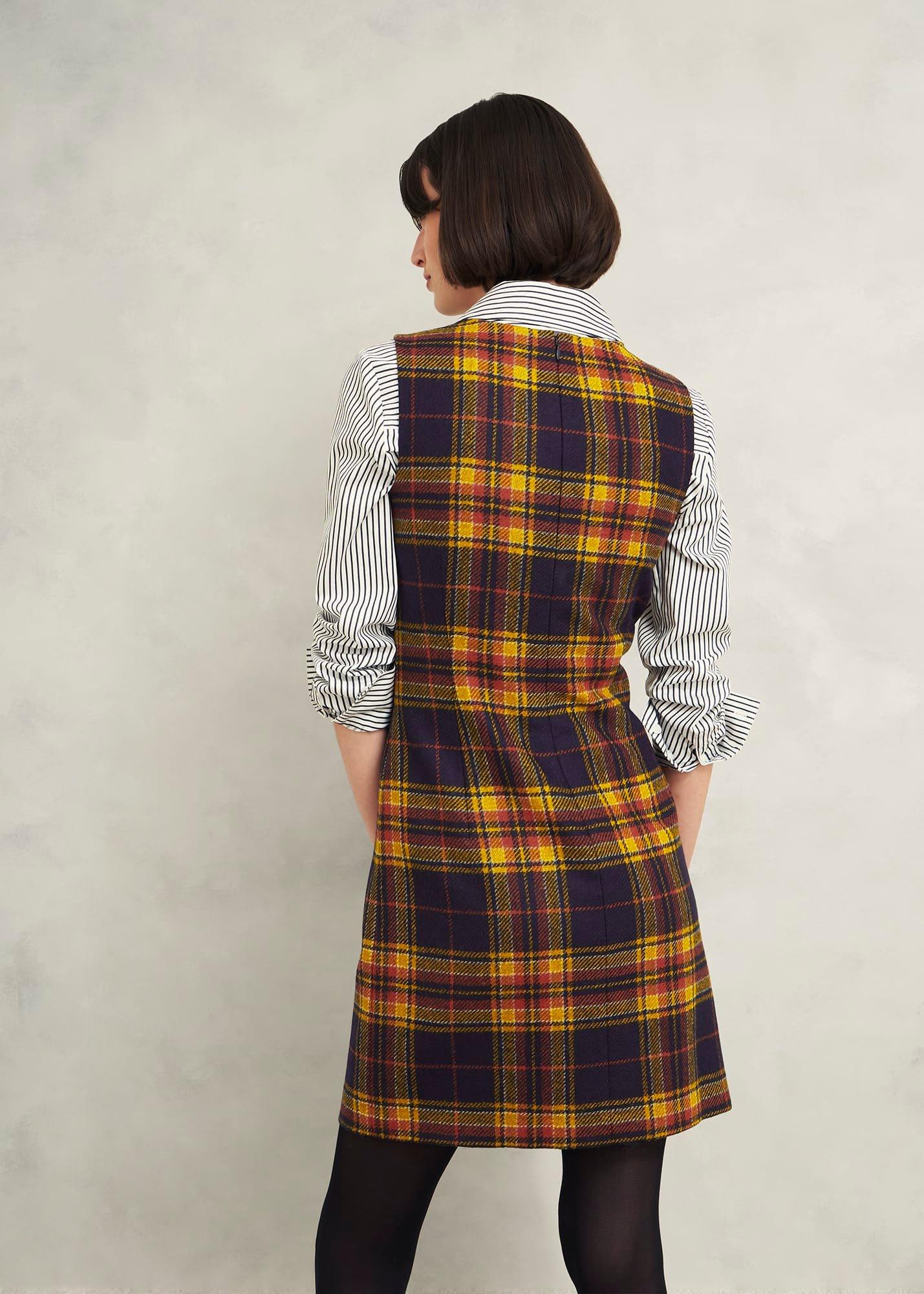 Margot Wool Dress, Navy Ochre, hi-res