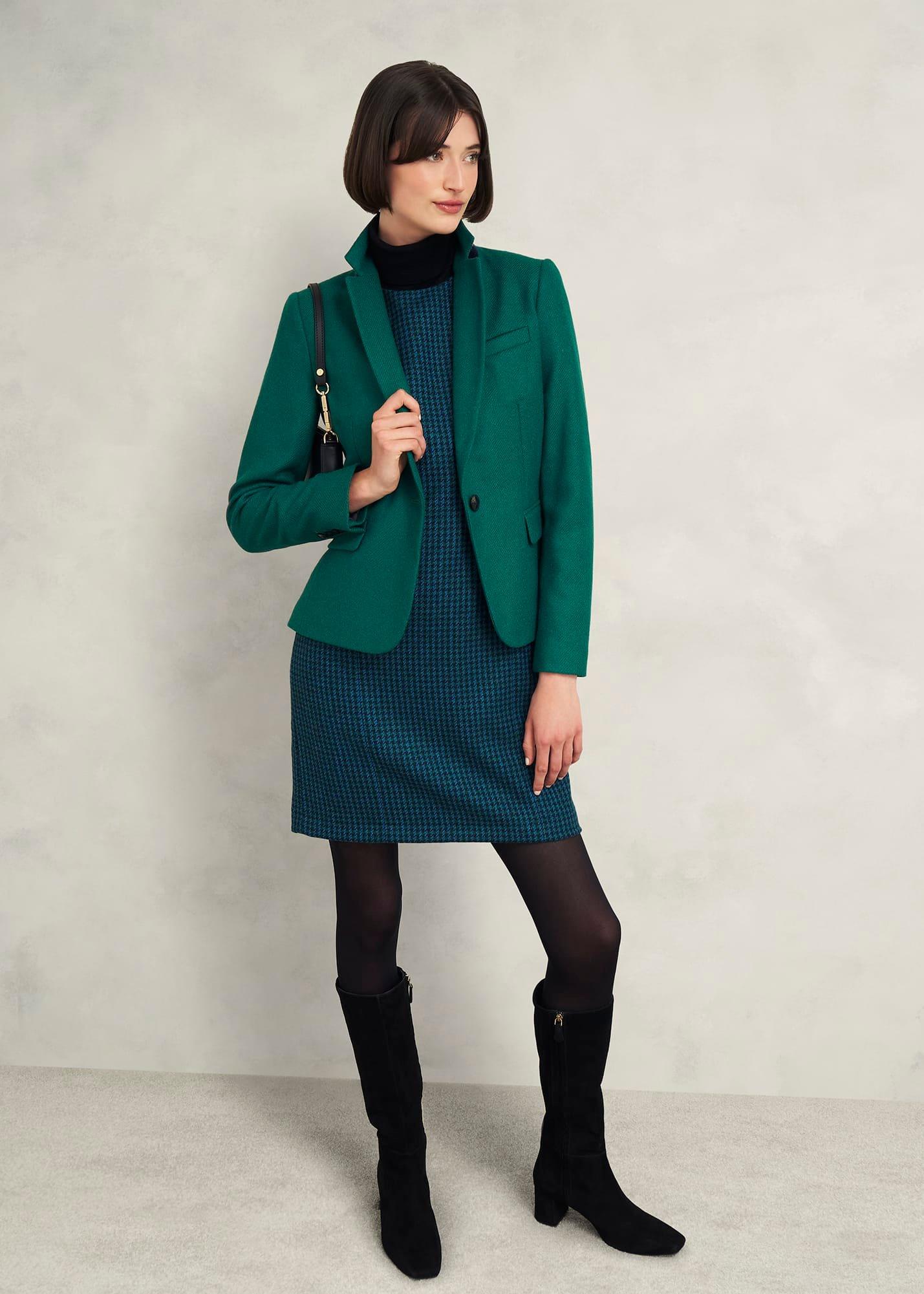Petite Sariah Wool Dress, Green Multi, hi-res
