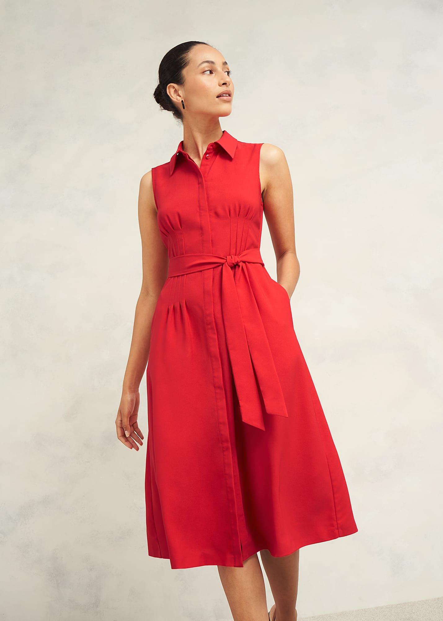 Petite Sandra Dress, Begonia Red, hi-res
