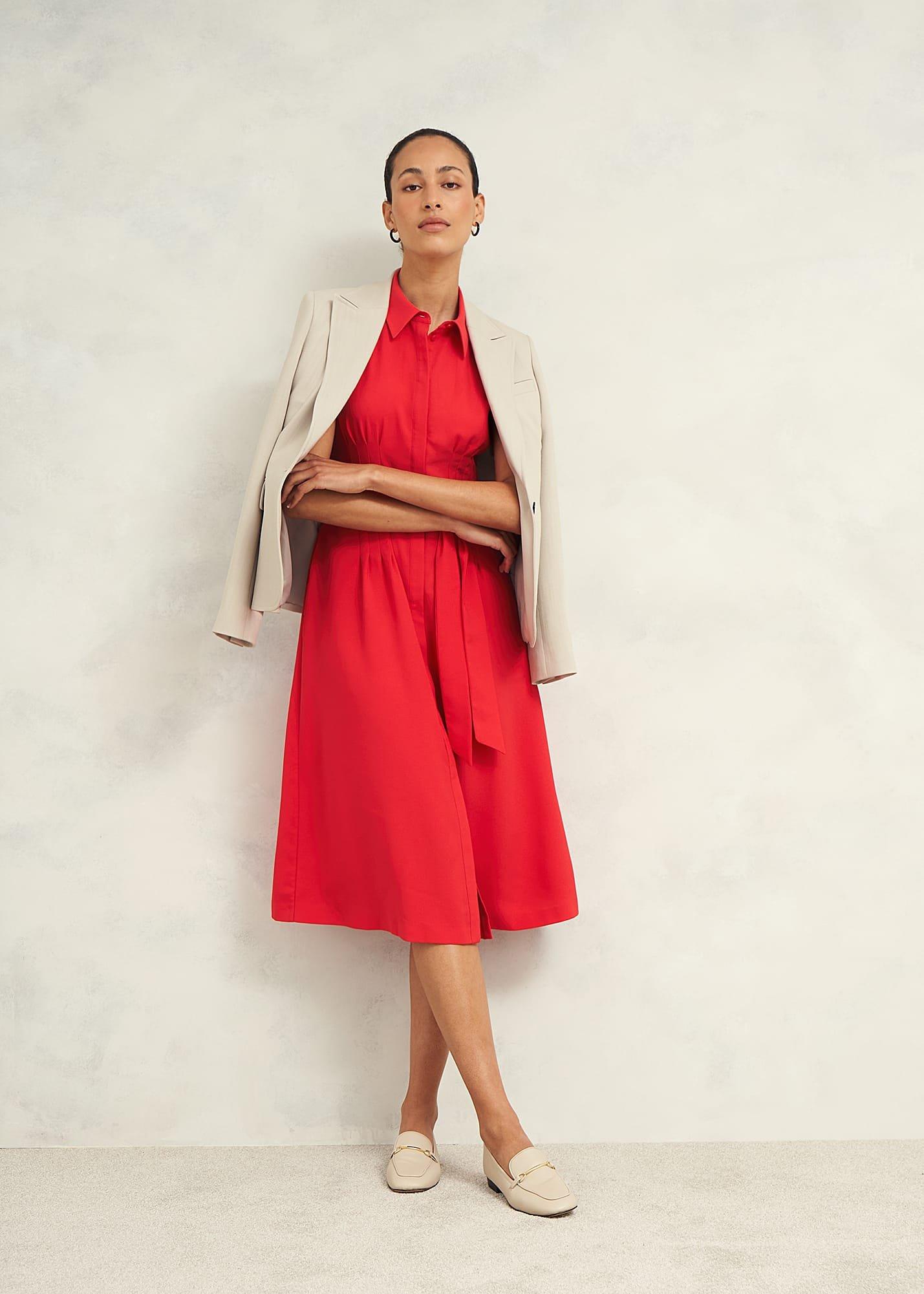 Petite Sandra Dress, Begonia Red, hi-res