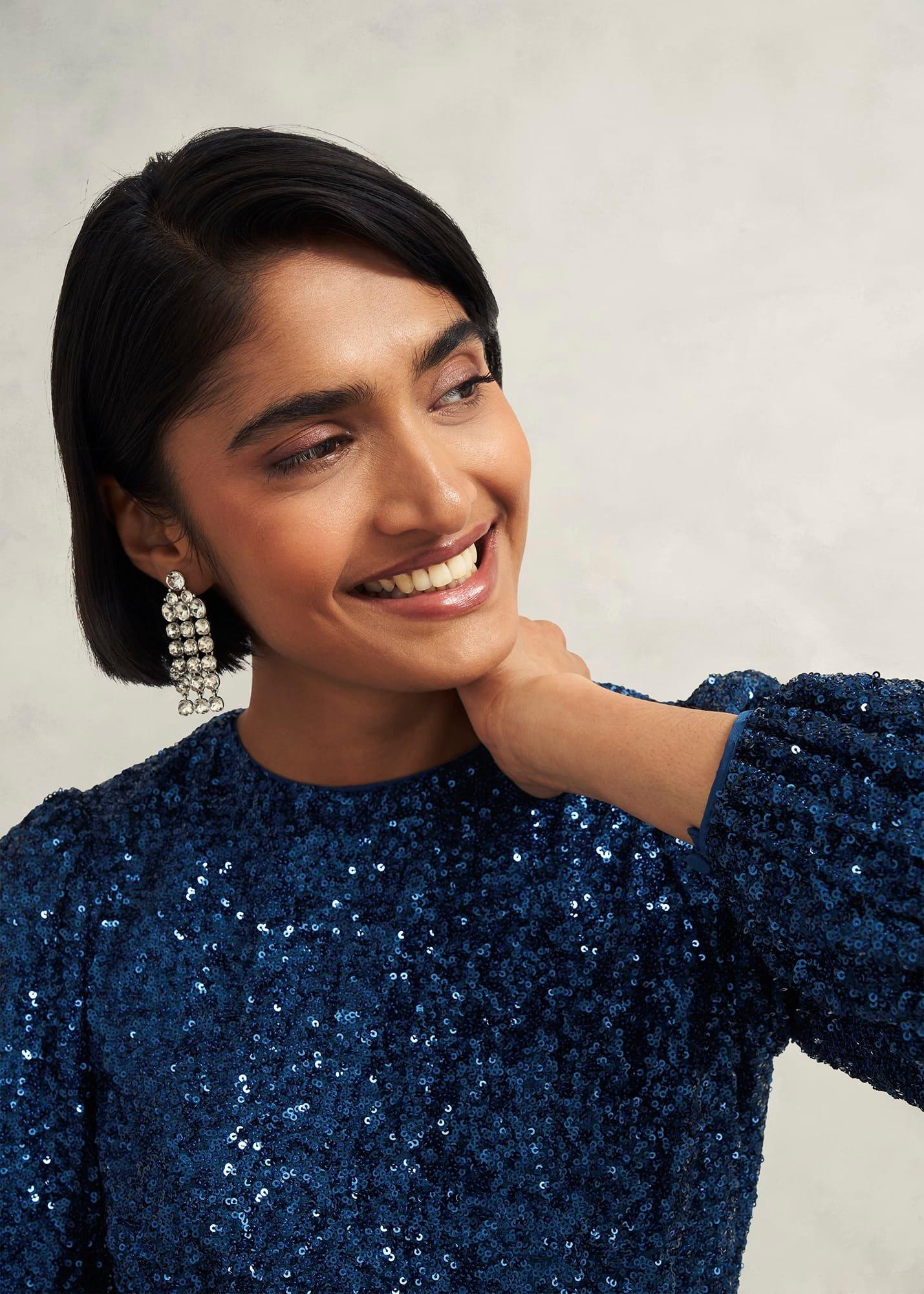 Bette Sequin Dress, Riverside Blue, hi-res