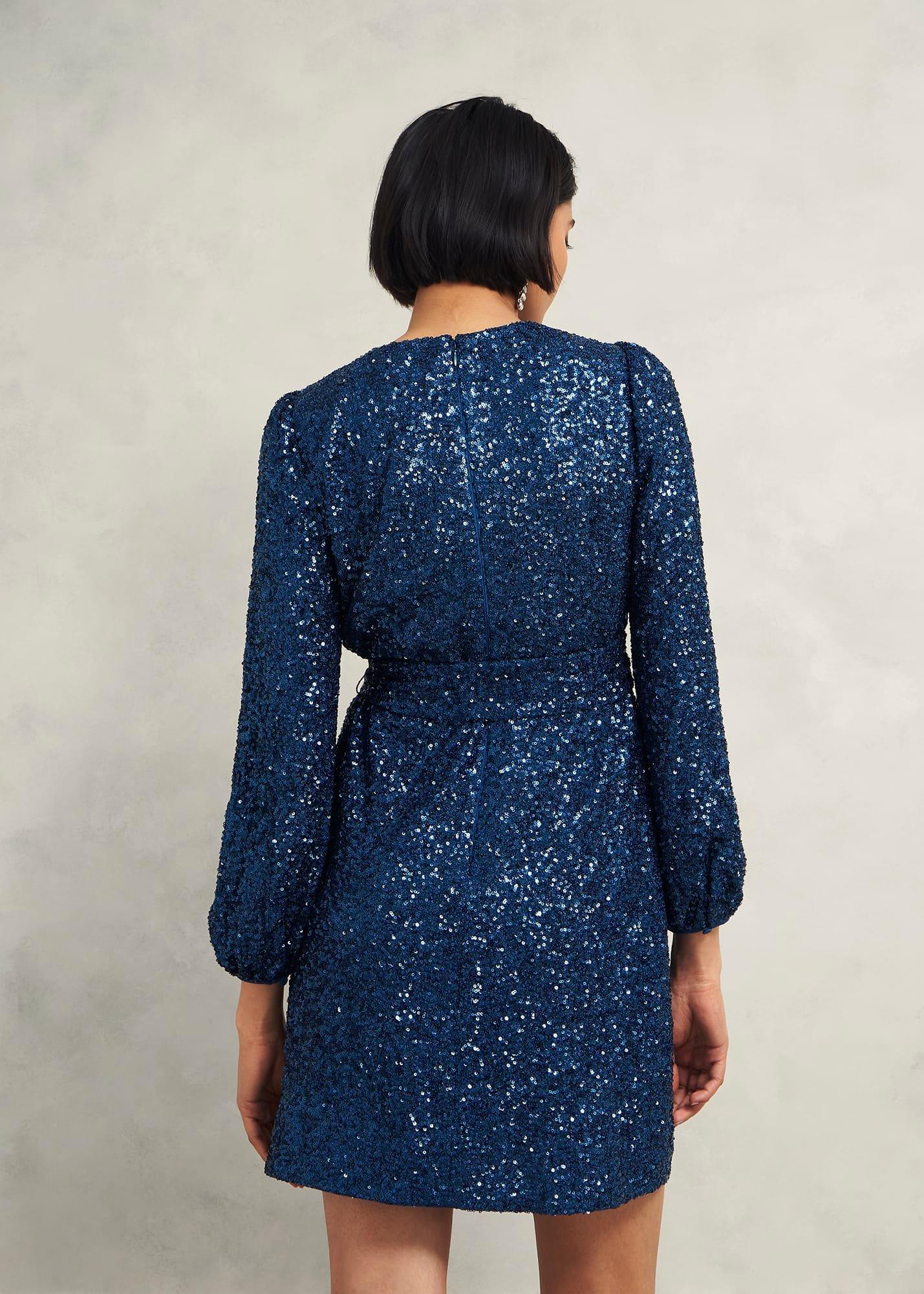 Bette Sequin Dress, Riverside Blue, hi-res