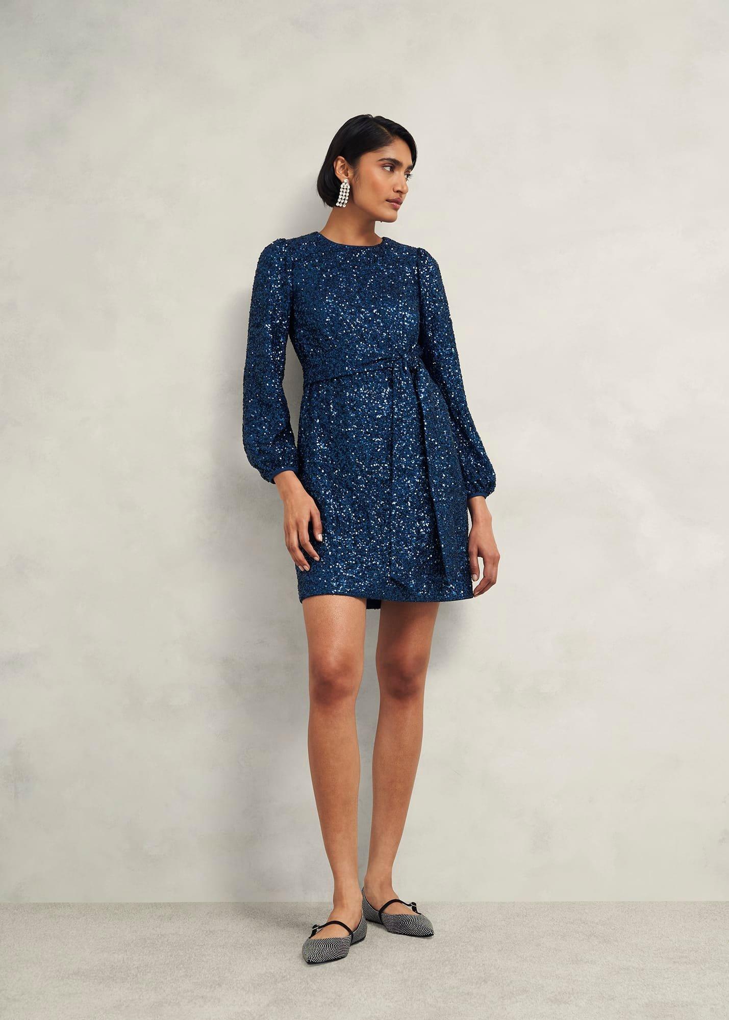 Bette Sequin Dress, Riverside Blue, hi-res