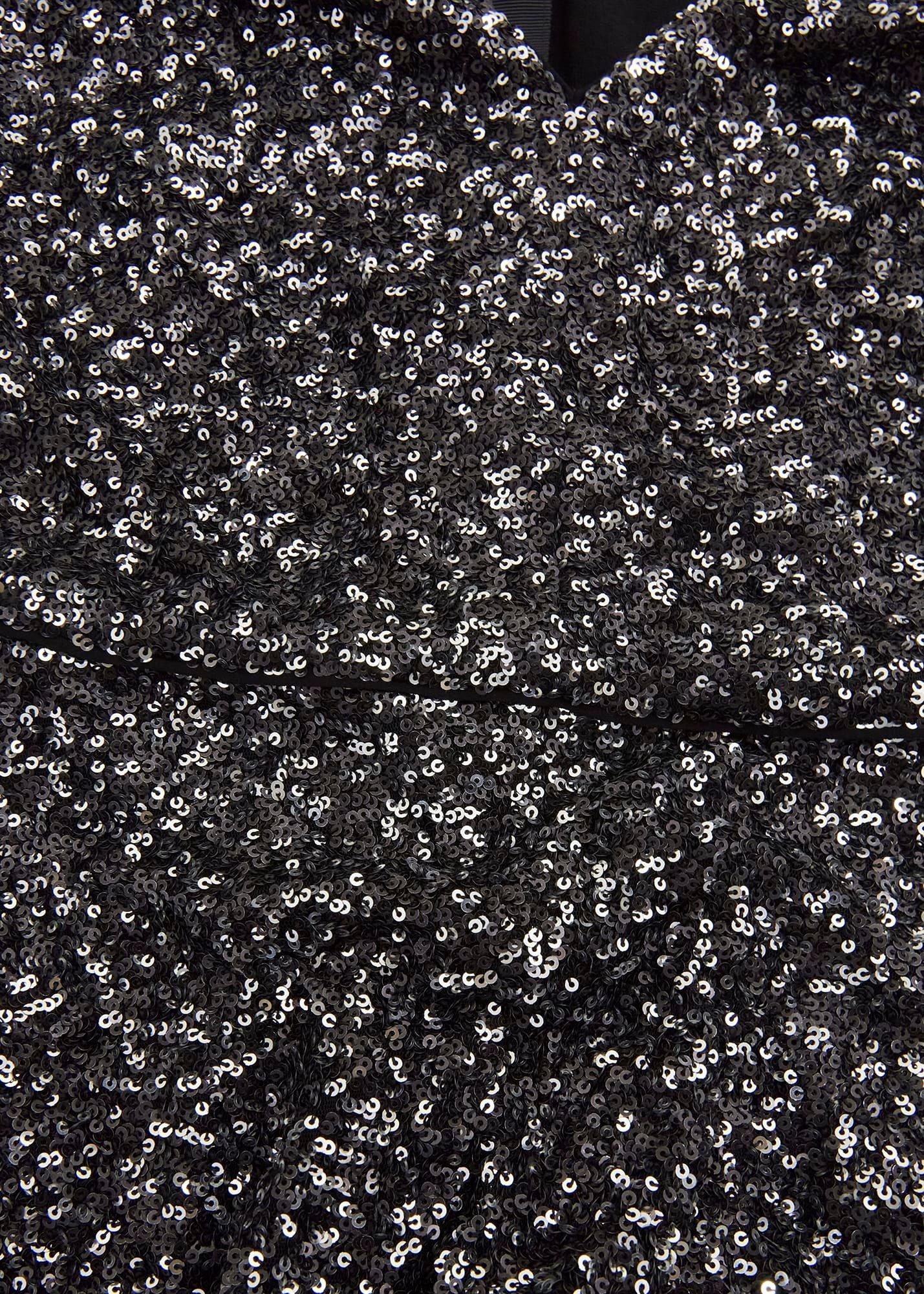 Tatiana Sequin Dress, Black Silver, hi-res