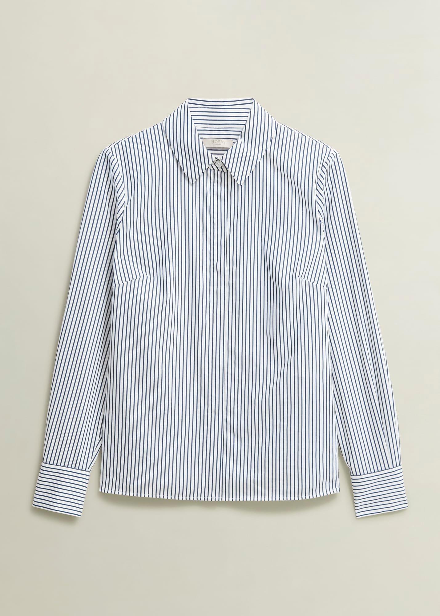 Victoria Cotton Blend Shirt, Blue White, hi-res