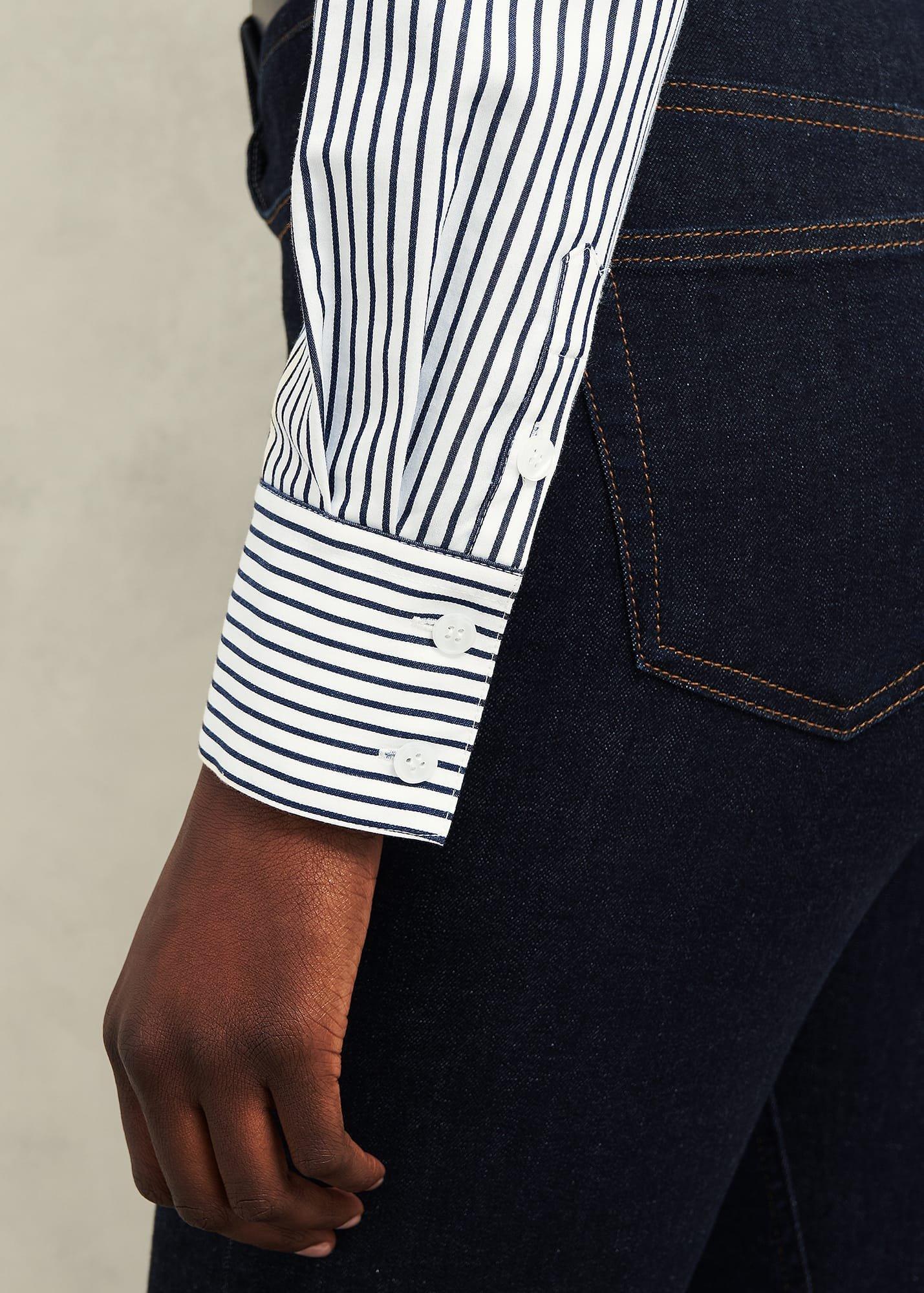 Victoria Cotton Blend Shirt, Blue White, hi-res