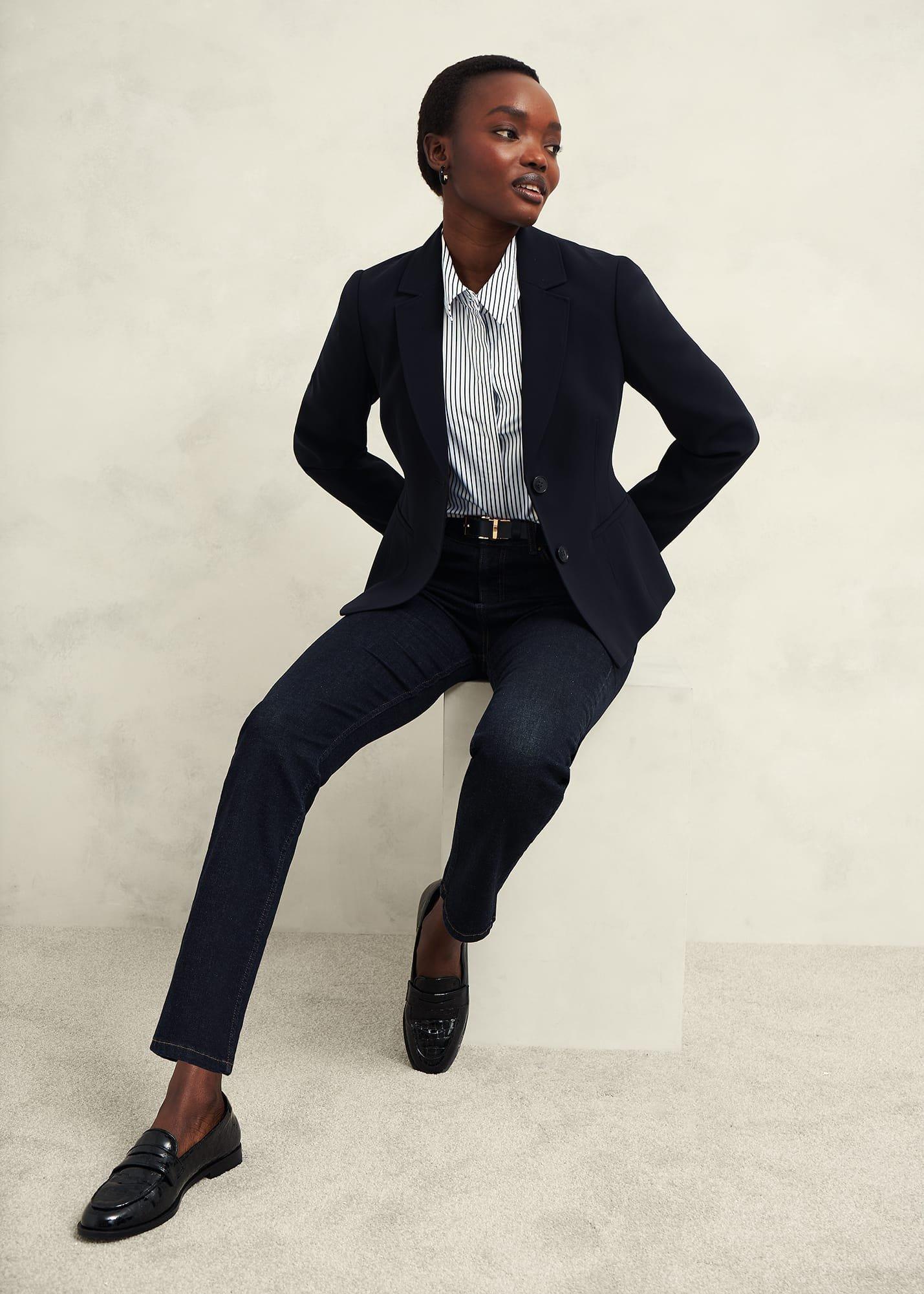 Victoria Cotton Blend Shirt, Blue White, hi-res