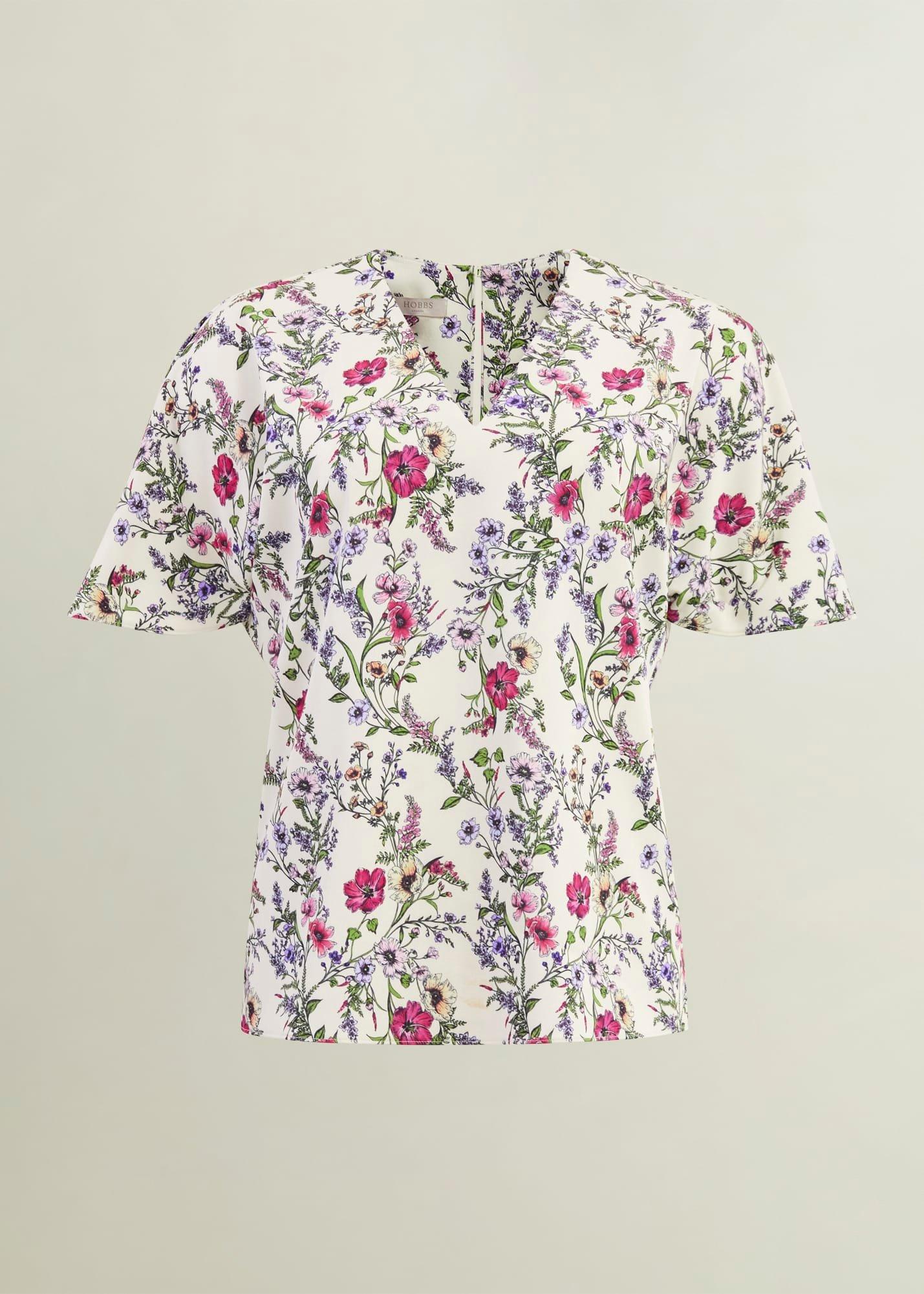 Gigi V Neck Top, Cream Multi, hi-res