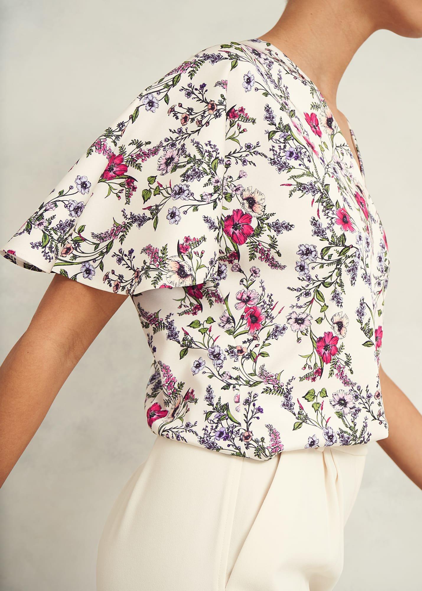 Gigi V Neck Top, Cream Multi, hi-res