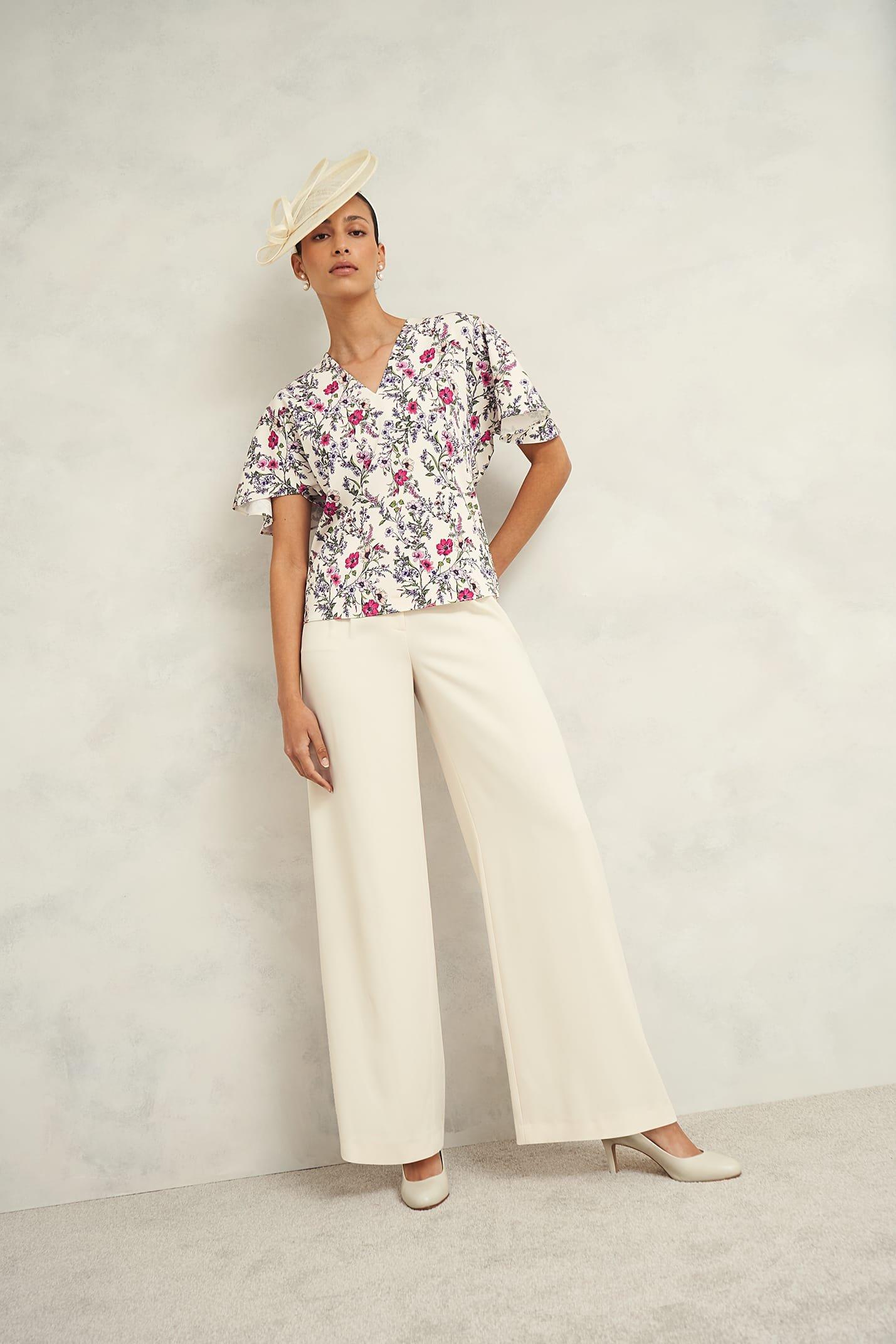 Gigi V Neck Top, Cream Multi, hi-res