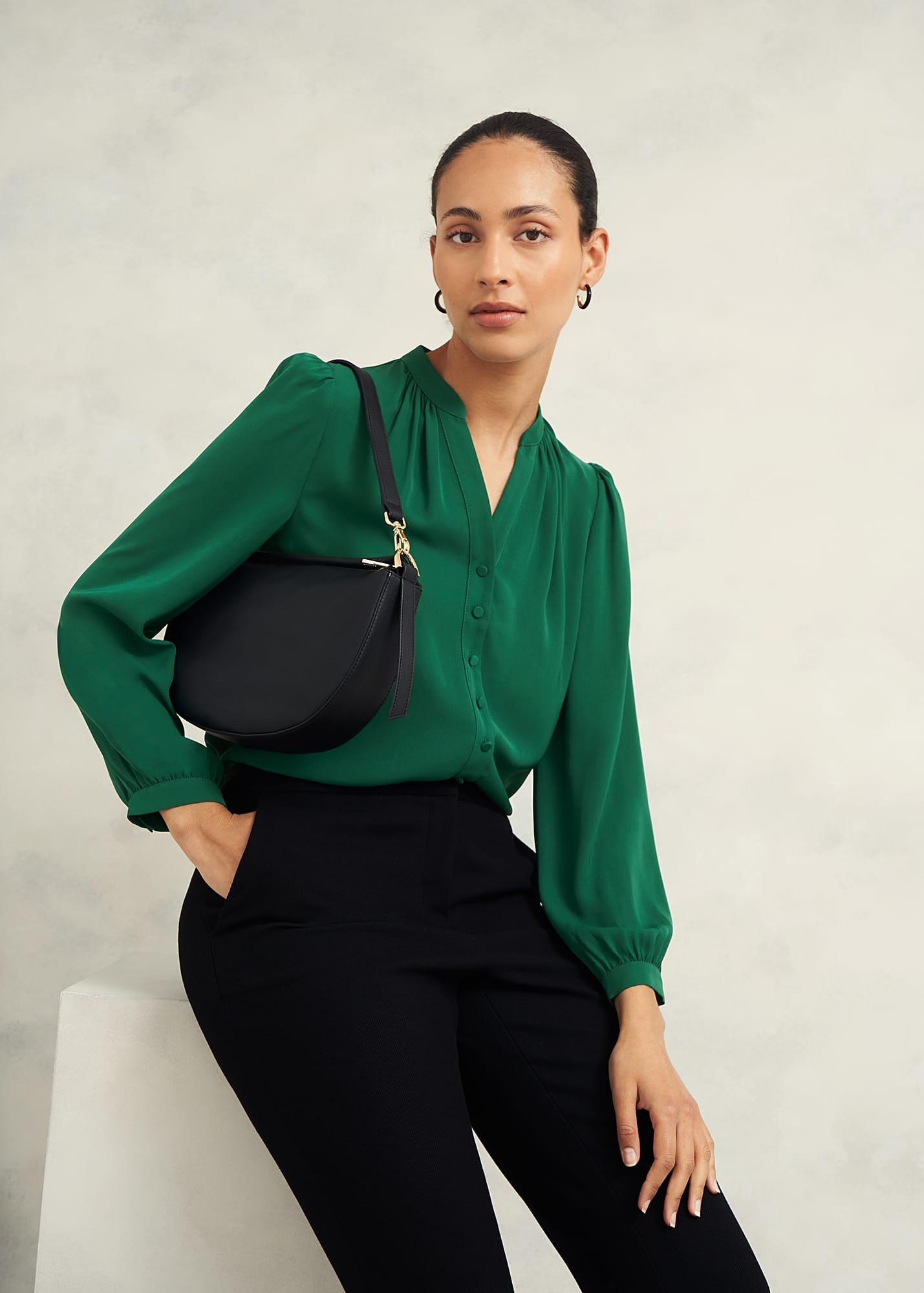 Peony Blouse, Green, hi-res