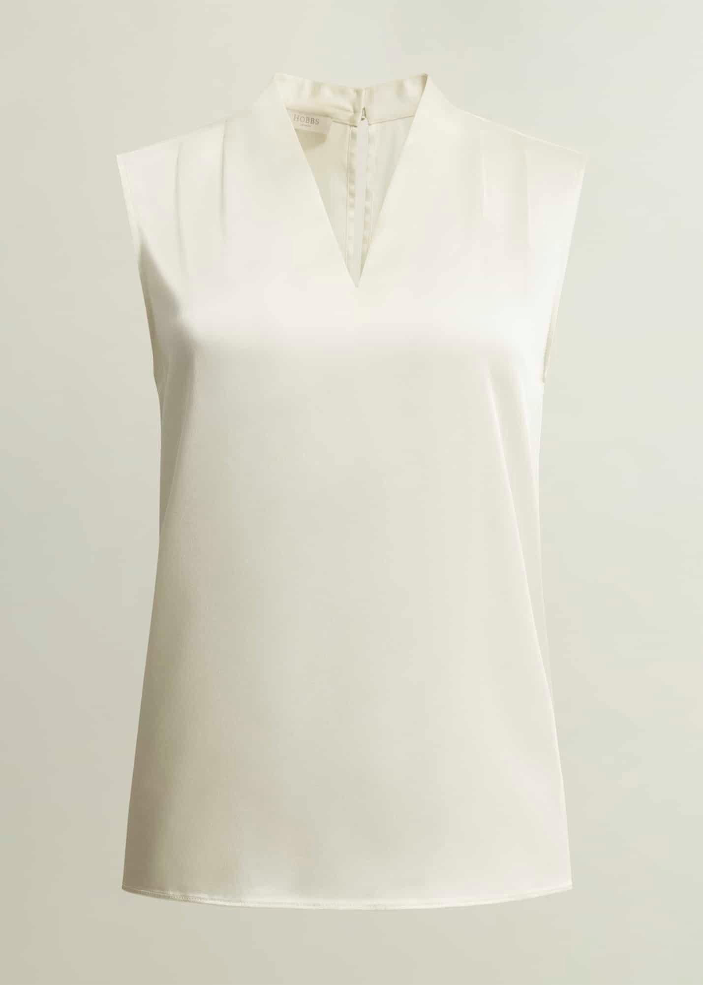 Nina Satin Blouse, Ivory, hi-res