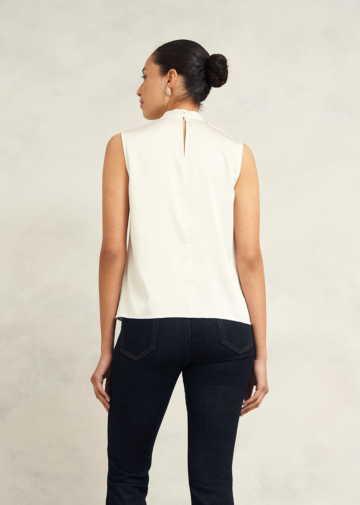 Nina Satin Blouse, Ivory, hi-res