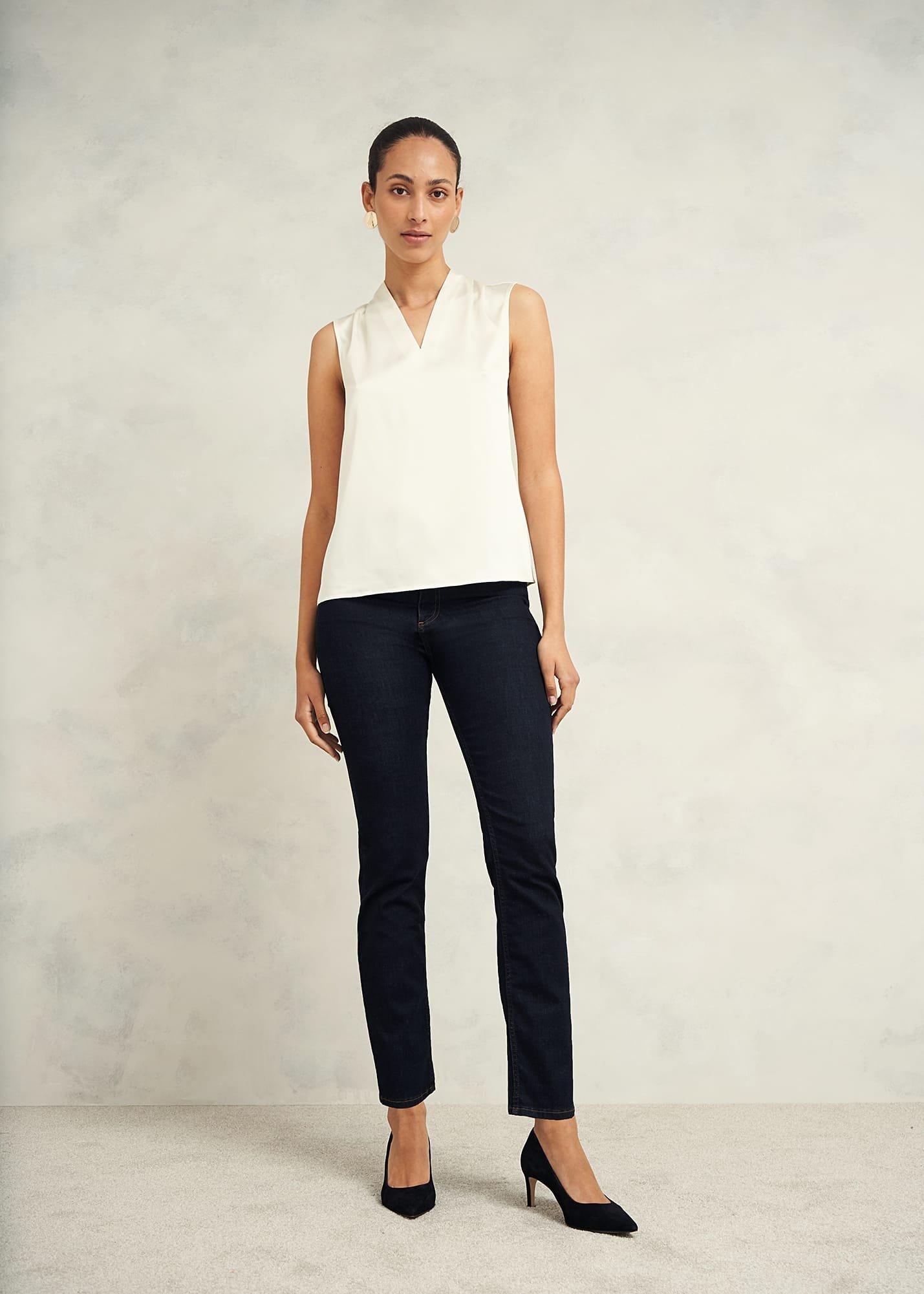 Nina Satin Blouse, Ivory, hi-res