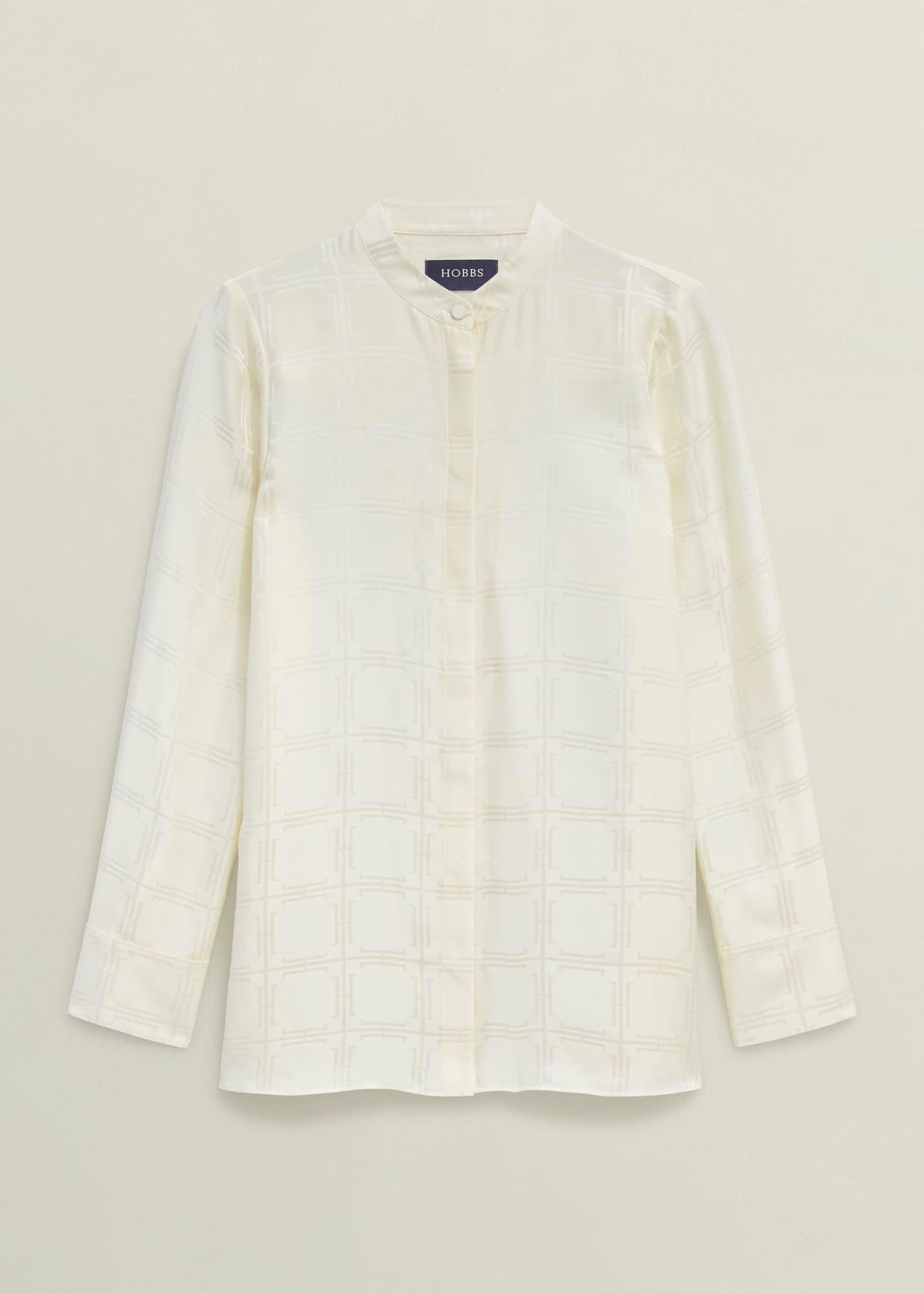 Sloane Silk Blouse, Ivory, hi-res
