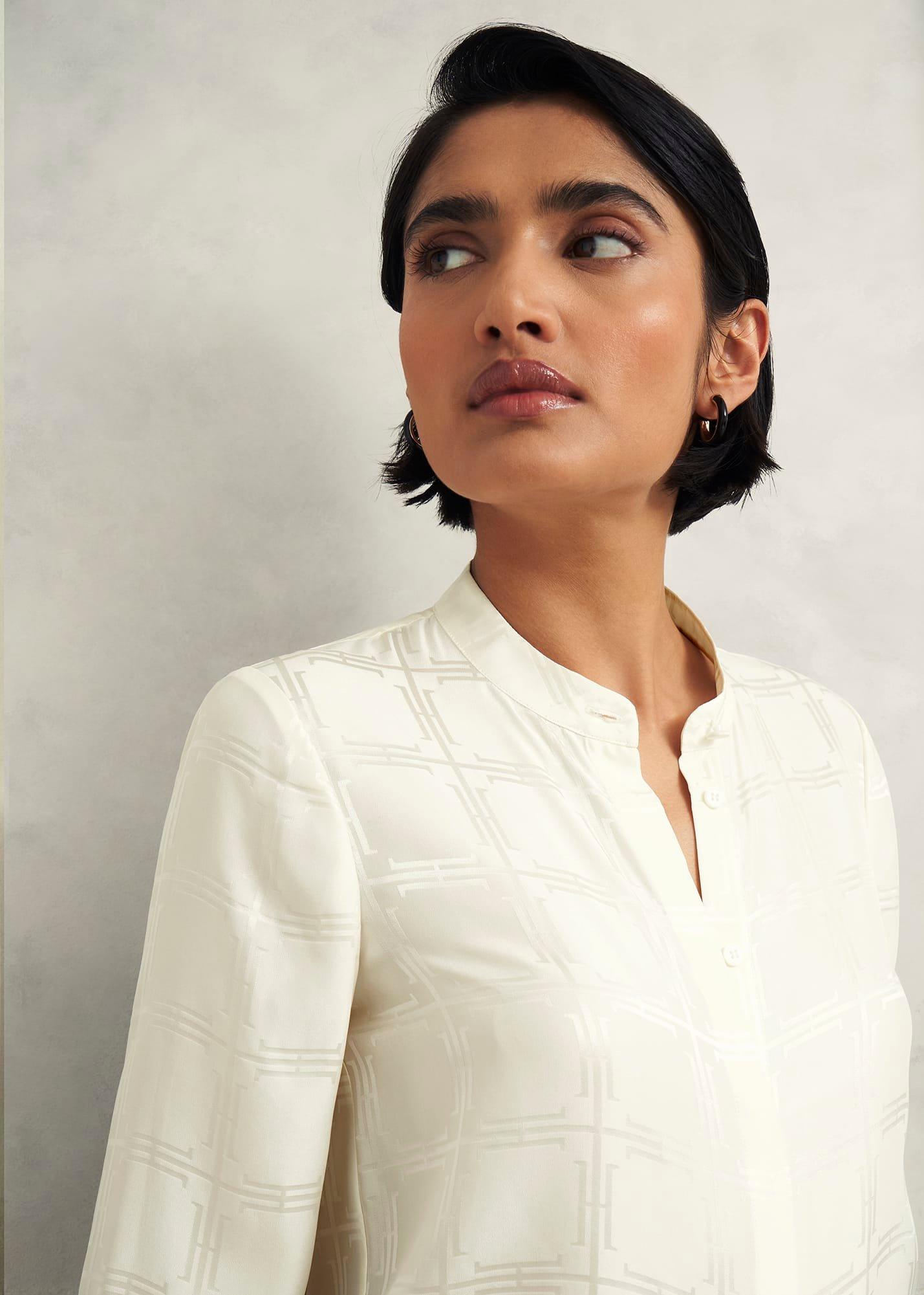 Sloane Silk Blouse, Ivory, hi-res