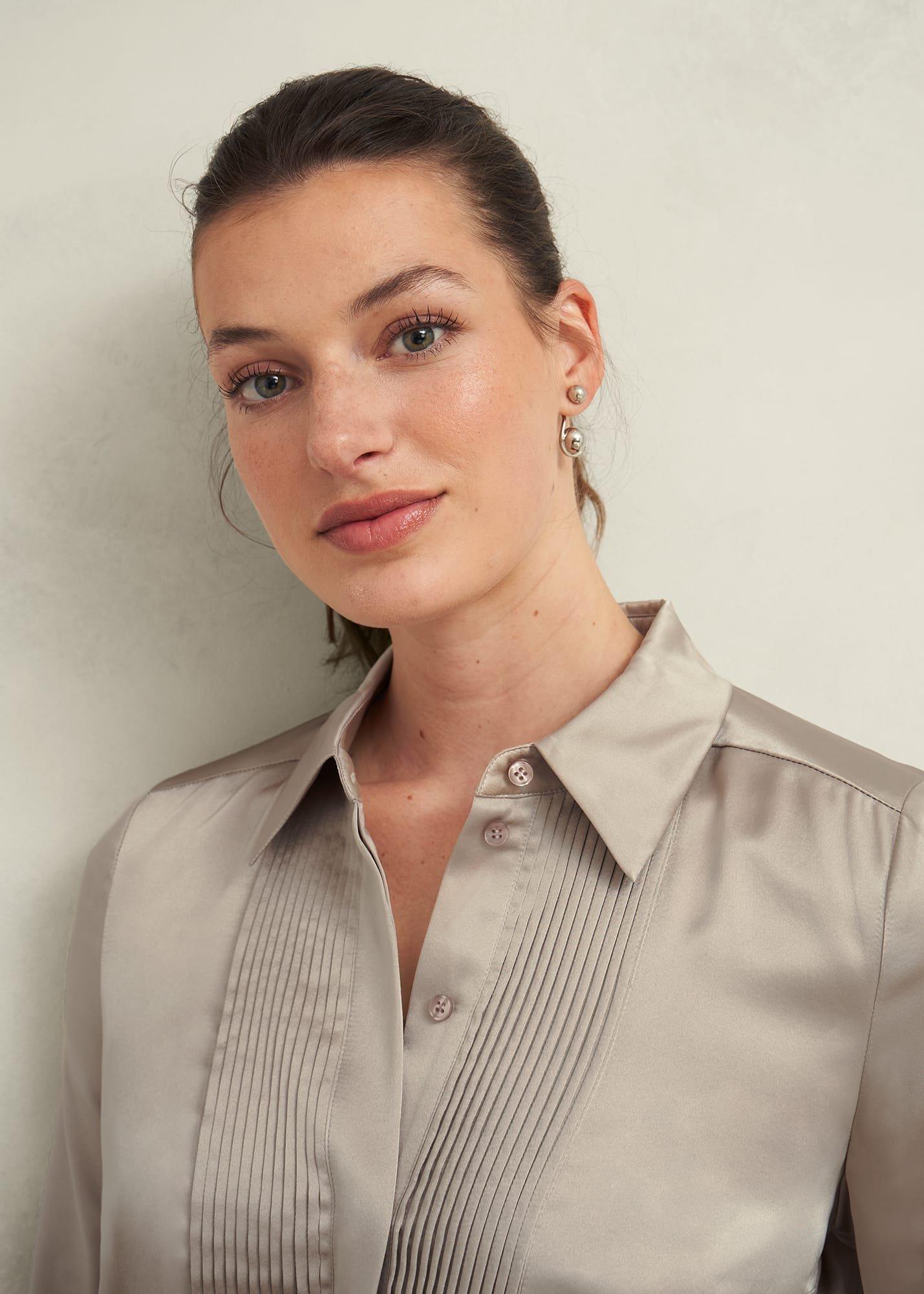 Jaya Silk Shirt, Buff Grey, hi-res