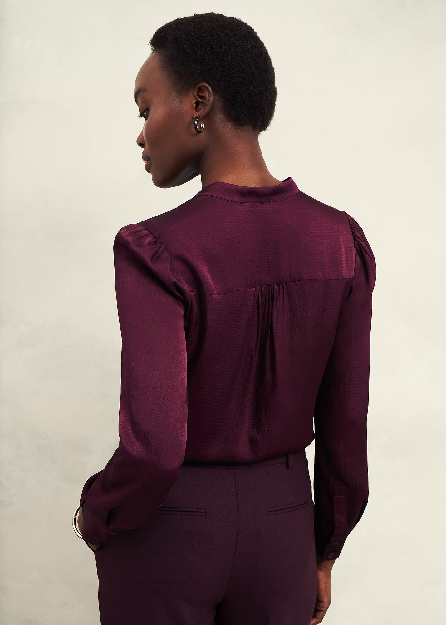 Jade Satin Blouse, Warm Plum, hi-res