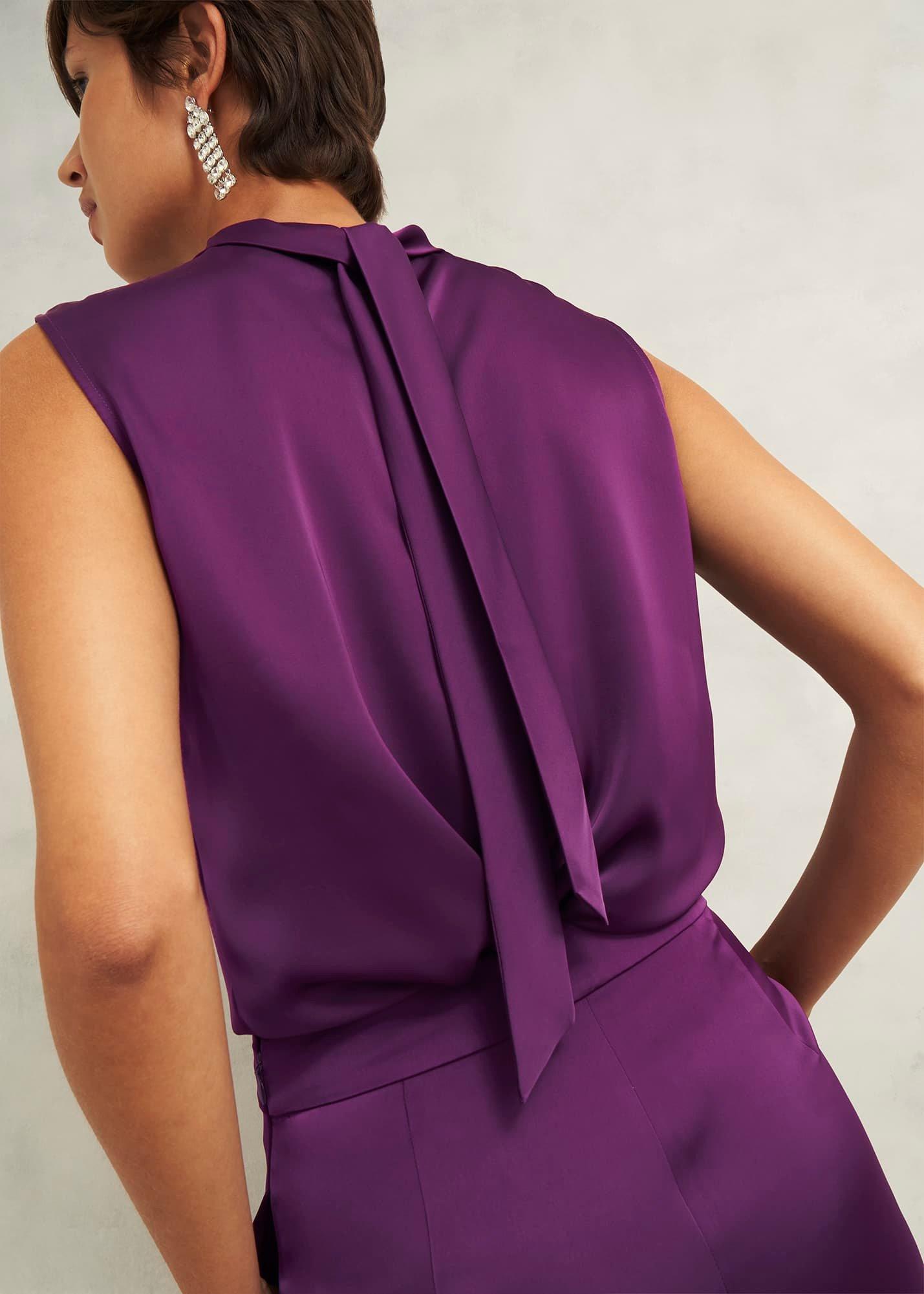 Eren Satin Blouse, Vibrant Purple, hi-res