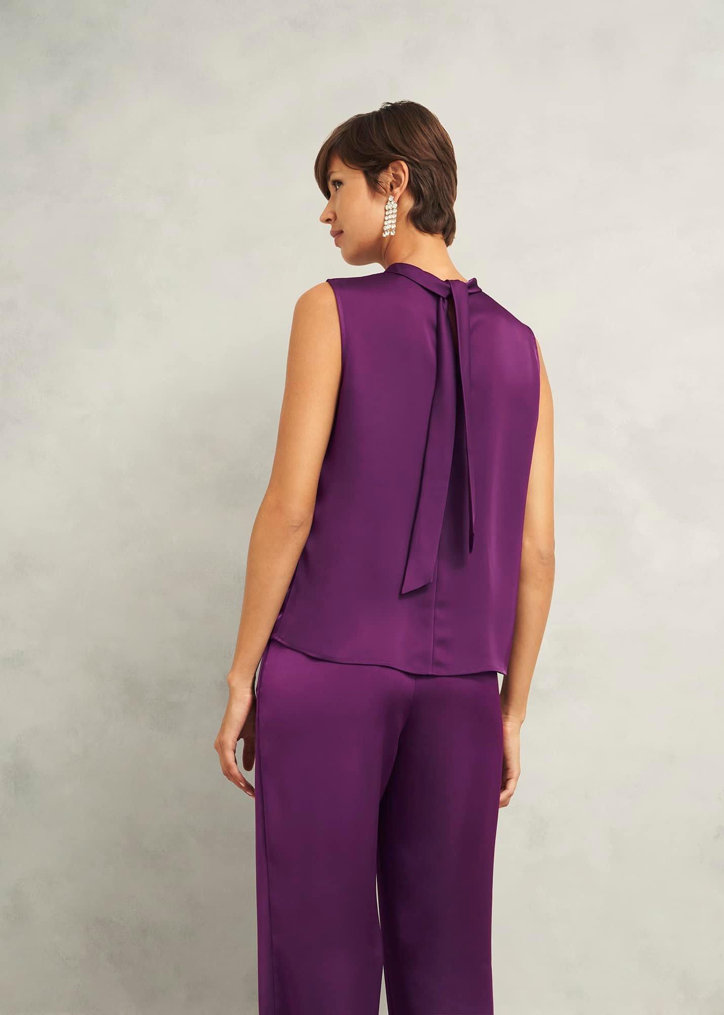 Eren Satin Blouse, Vibrant Purple, hi-res