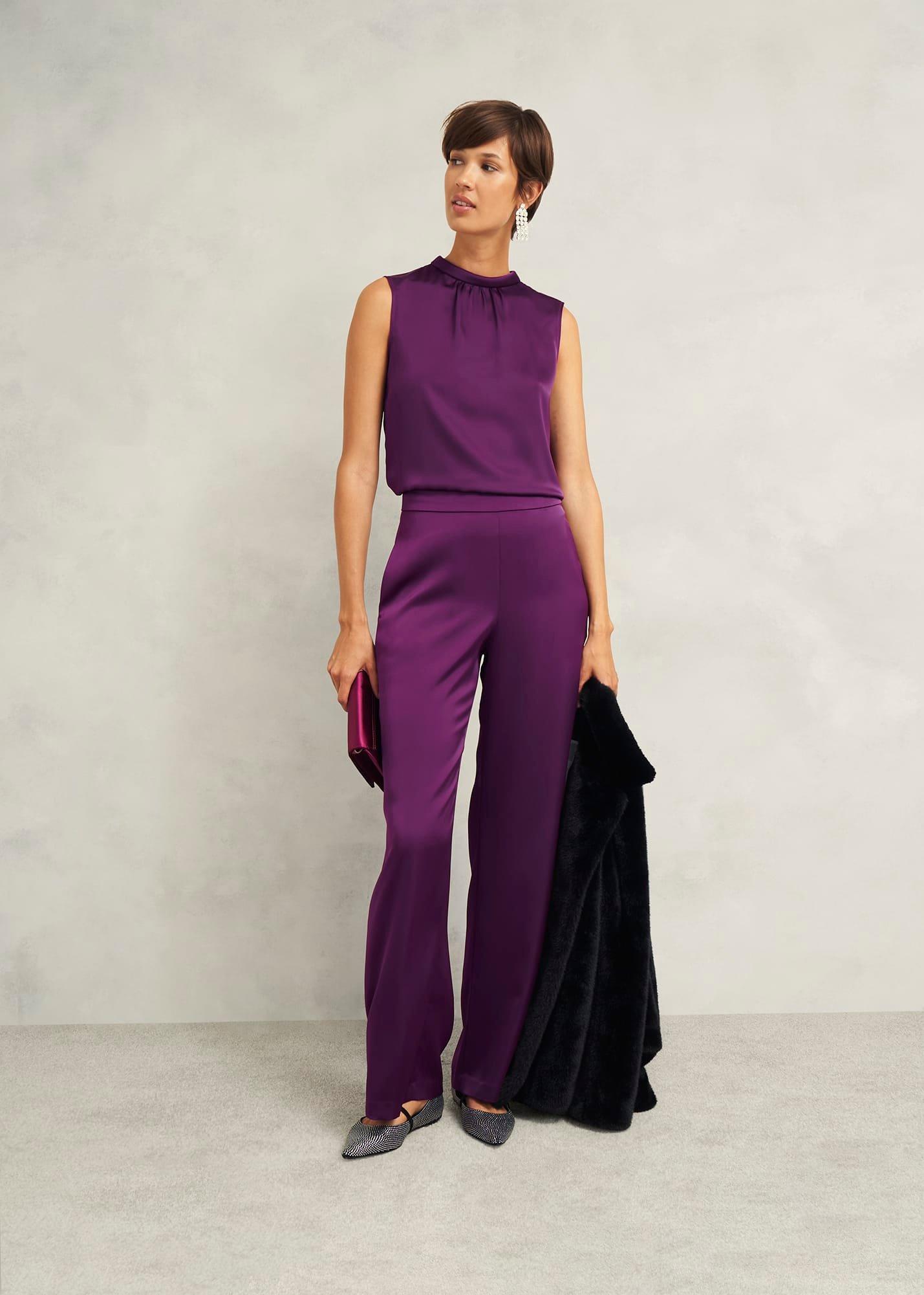 Eren Satin Blouse, Vibrant Purple, hi-res