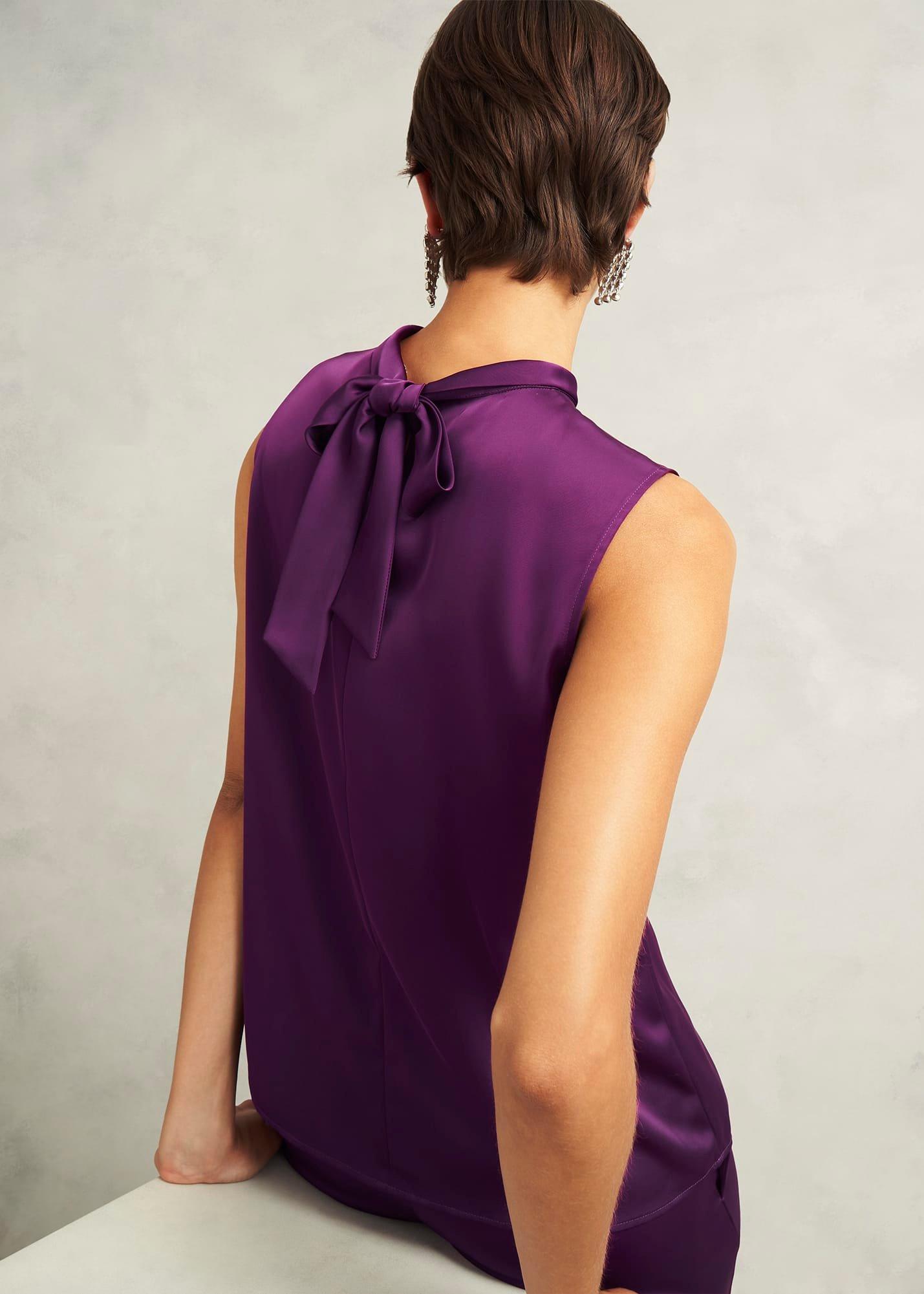 Eren Satin Blouse, Vibrant Purple, hi-res