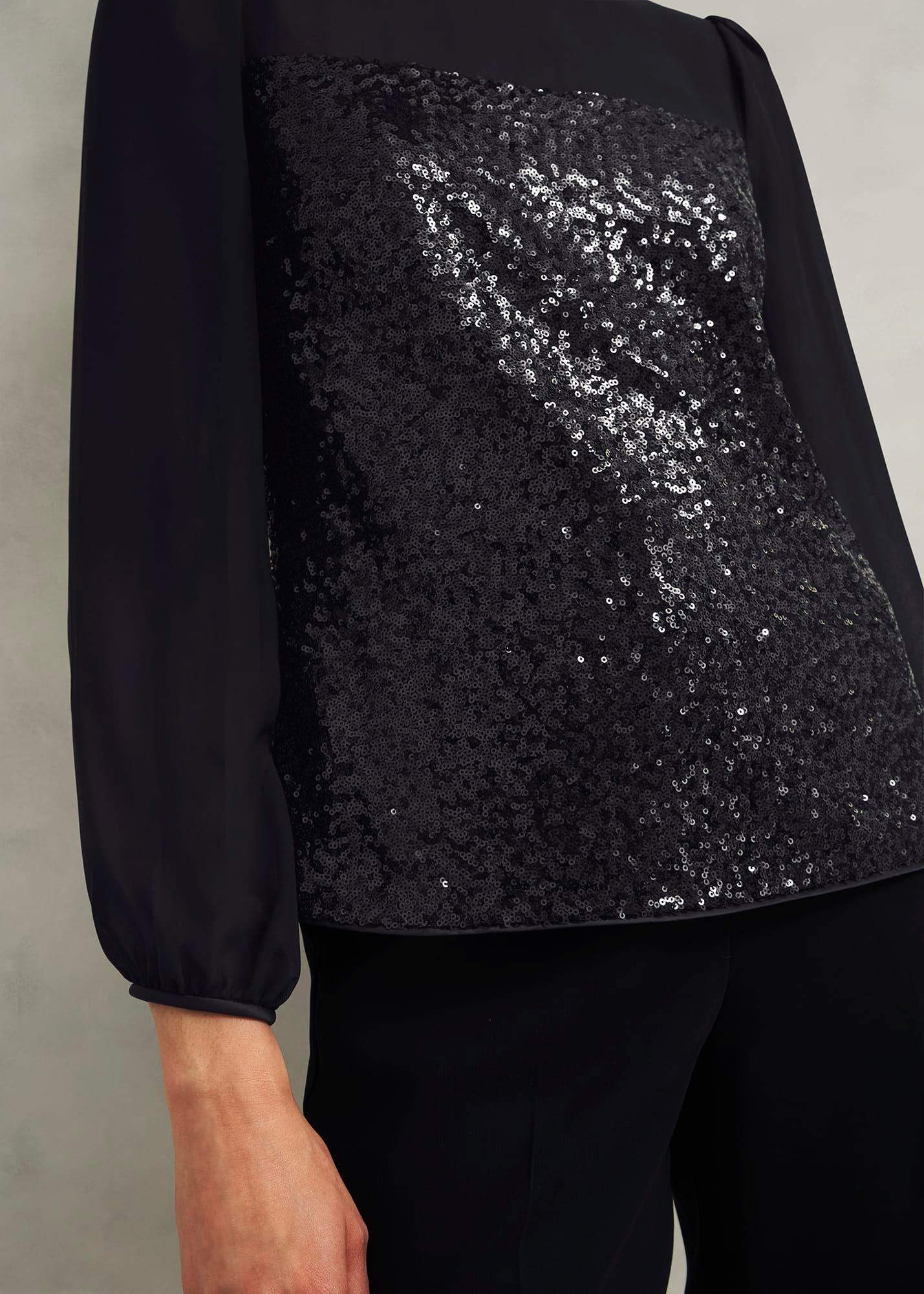 Zariah Sequin Top, Black, hi-res