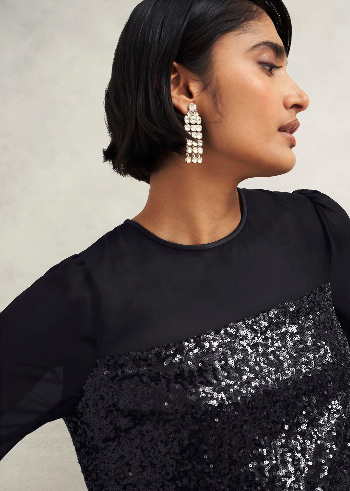 Zariah Sequin Top, Black, hi-res