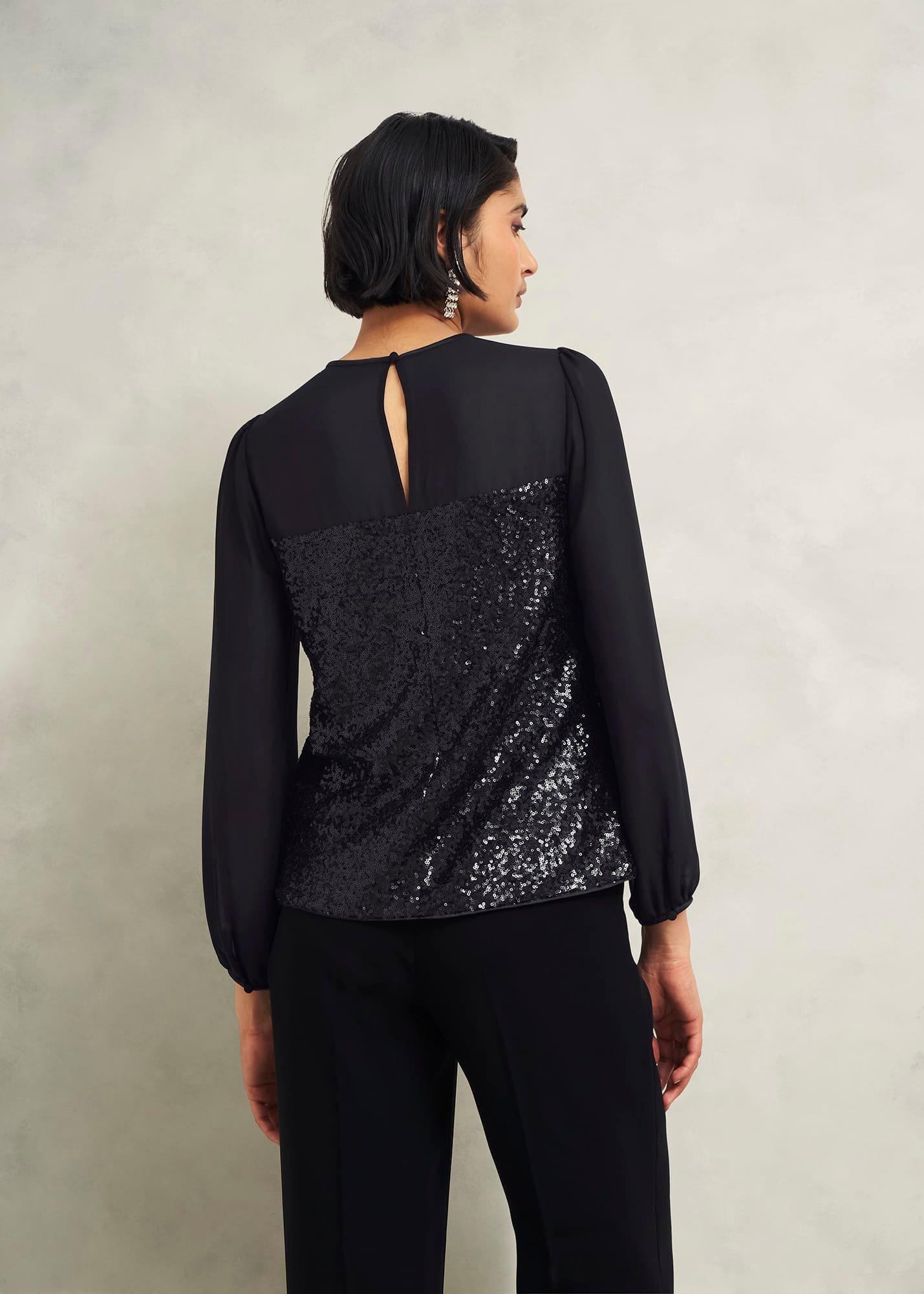 Zariah Sequin Top, Black, hi-res