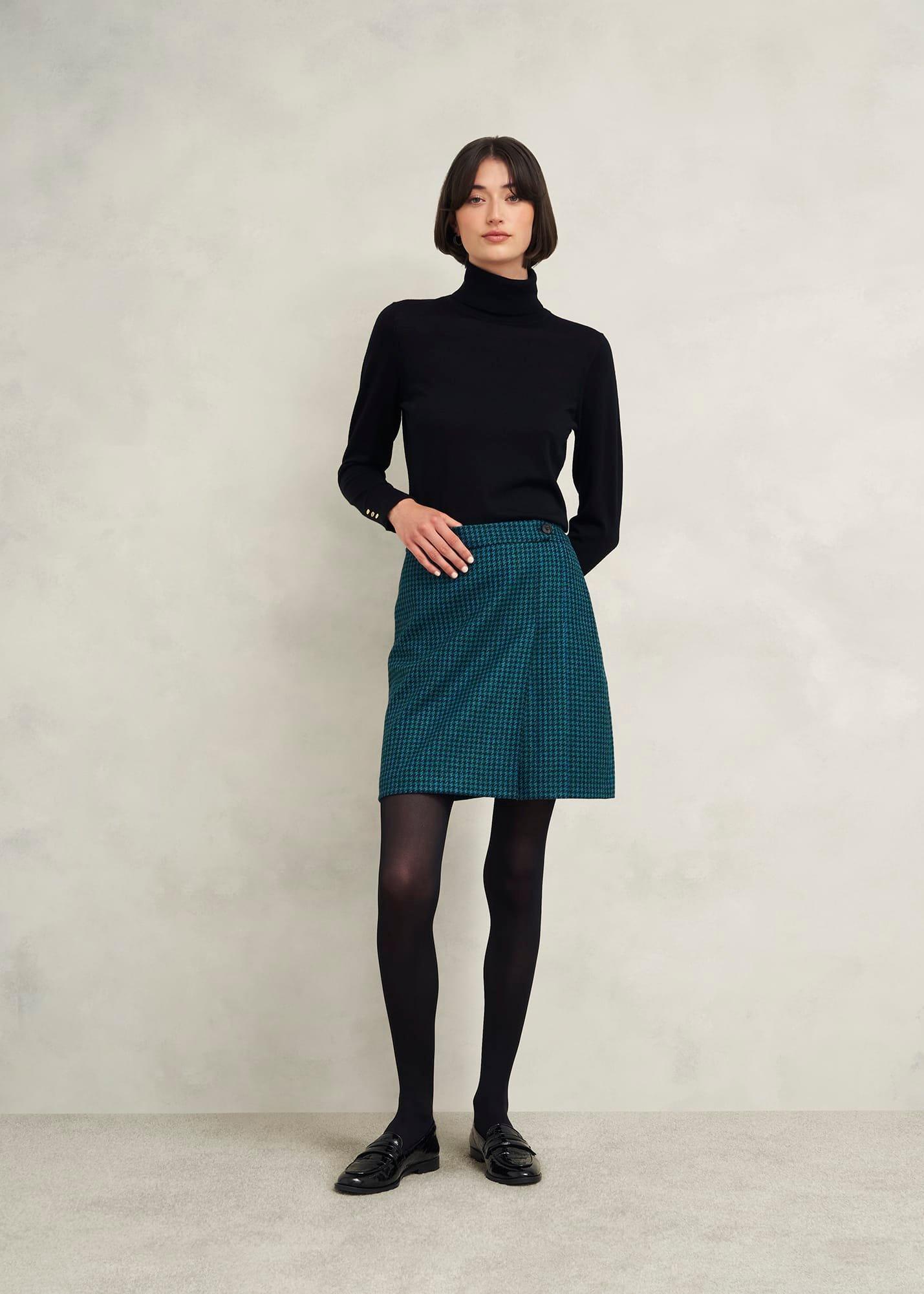 Leah Wool Kilt Skirt, Green Multi, hi-res