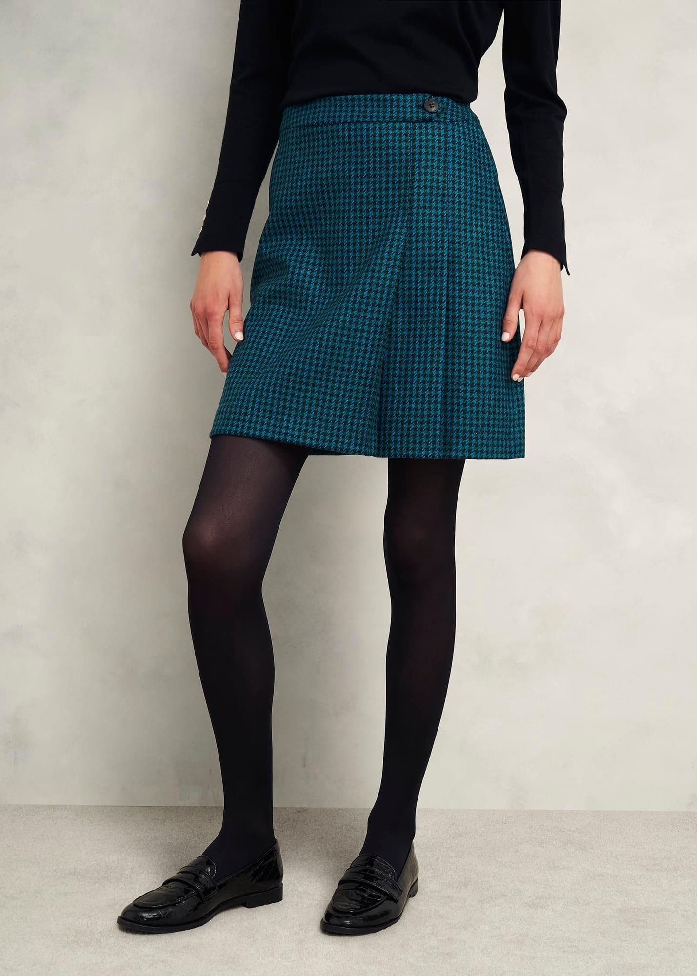 Leah Wool Kilt Skirt, Green Multi, hi-res