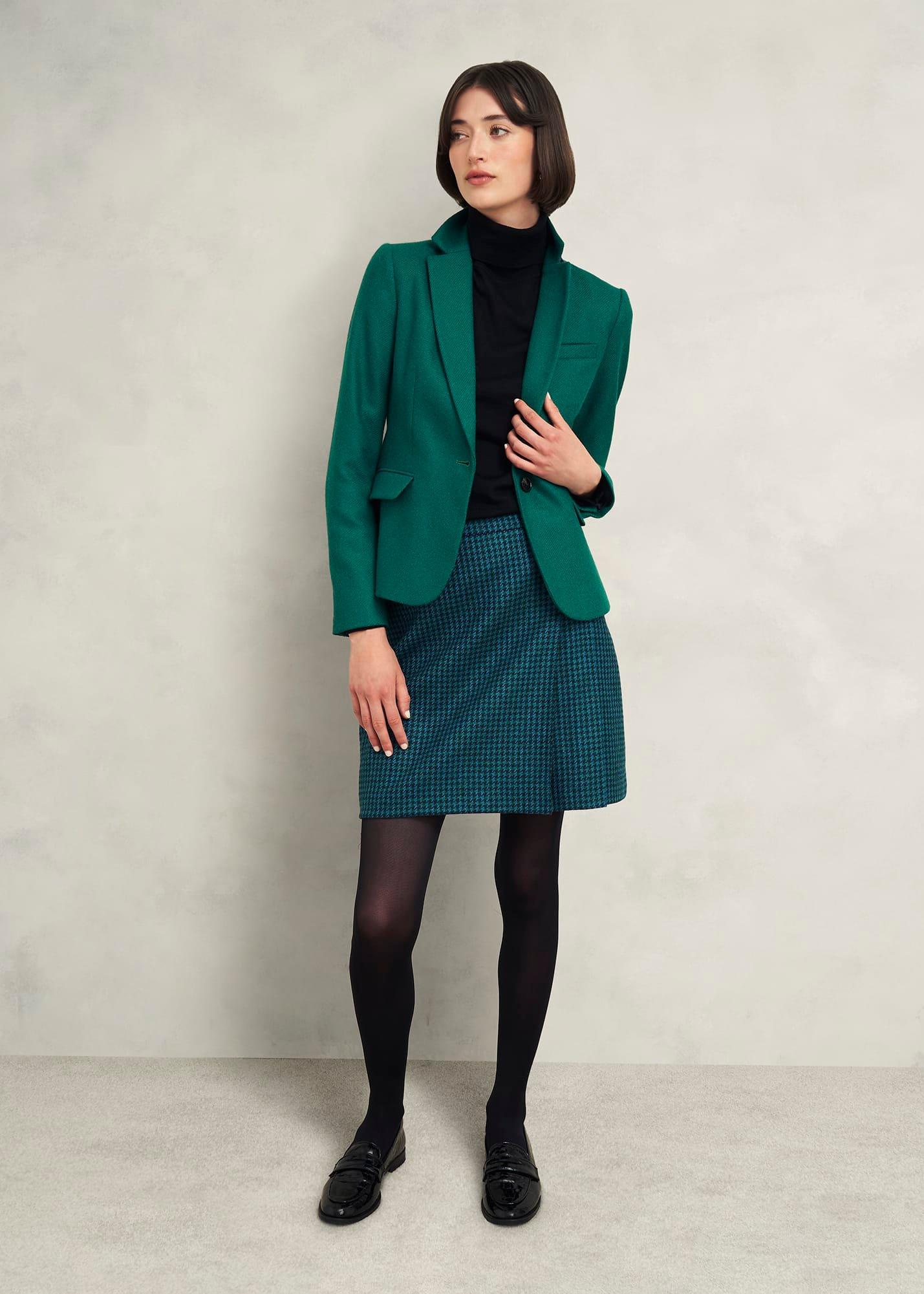 Leah Wool Kilt Skirt, Green Multi, hi-res