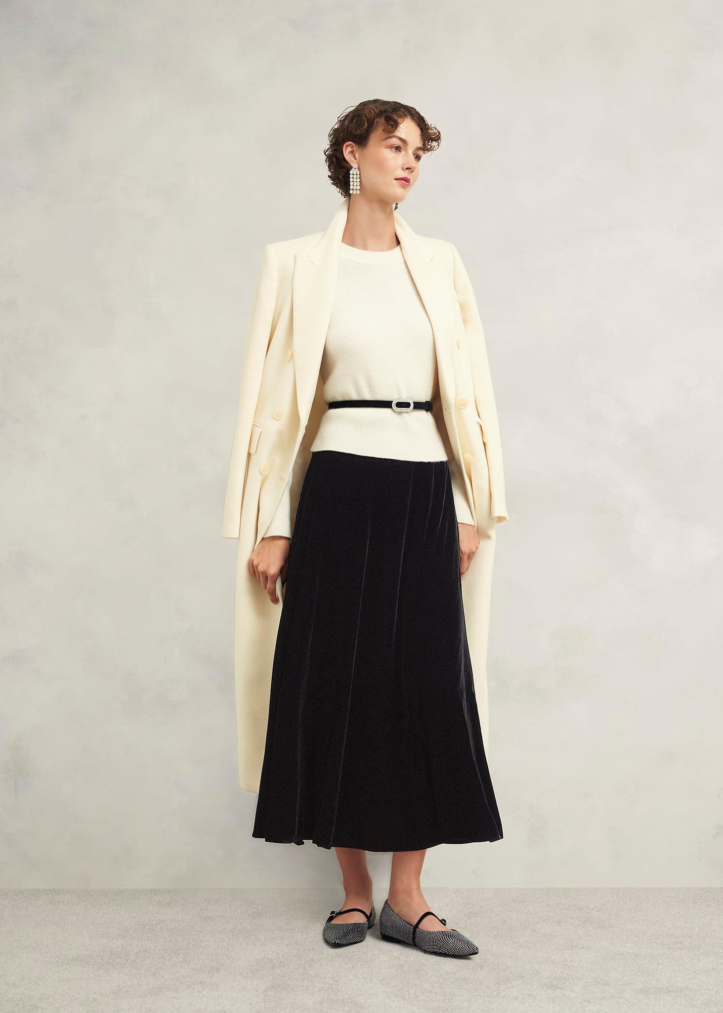 Charteris Velvet Skirt, Black, hi-res