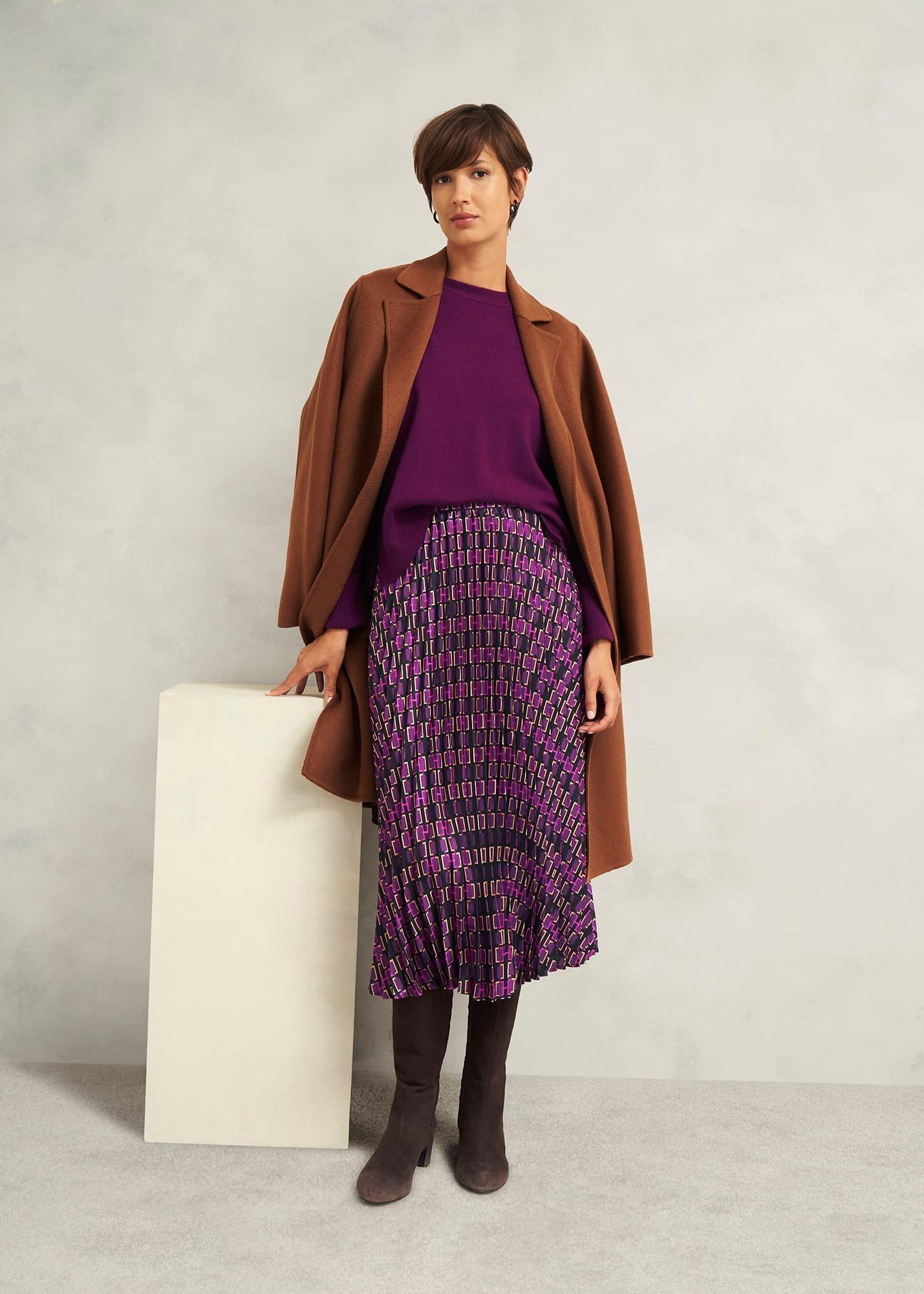 Kayla Pleated Skirt, Purple Multi, hi-res