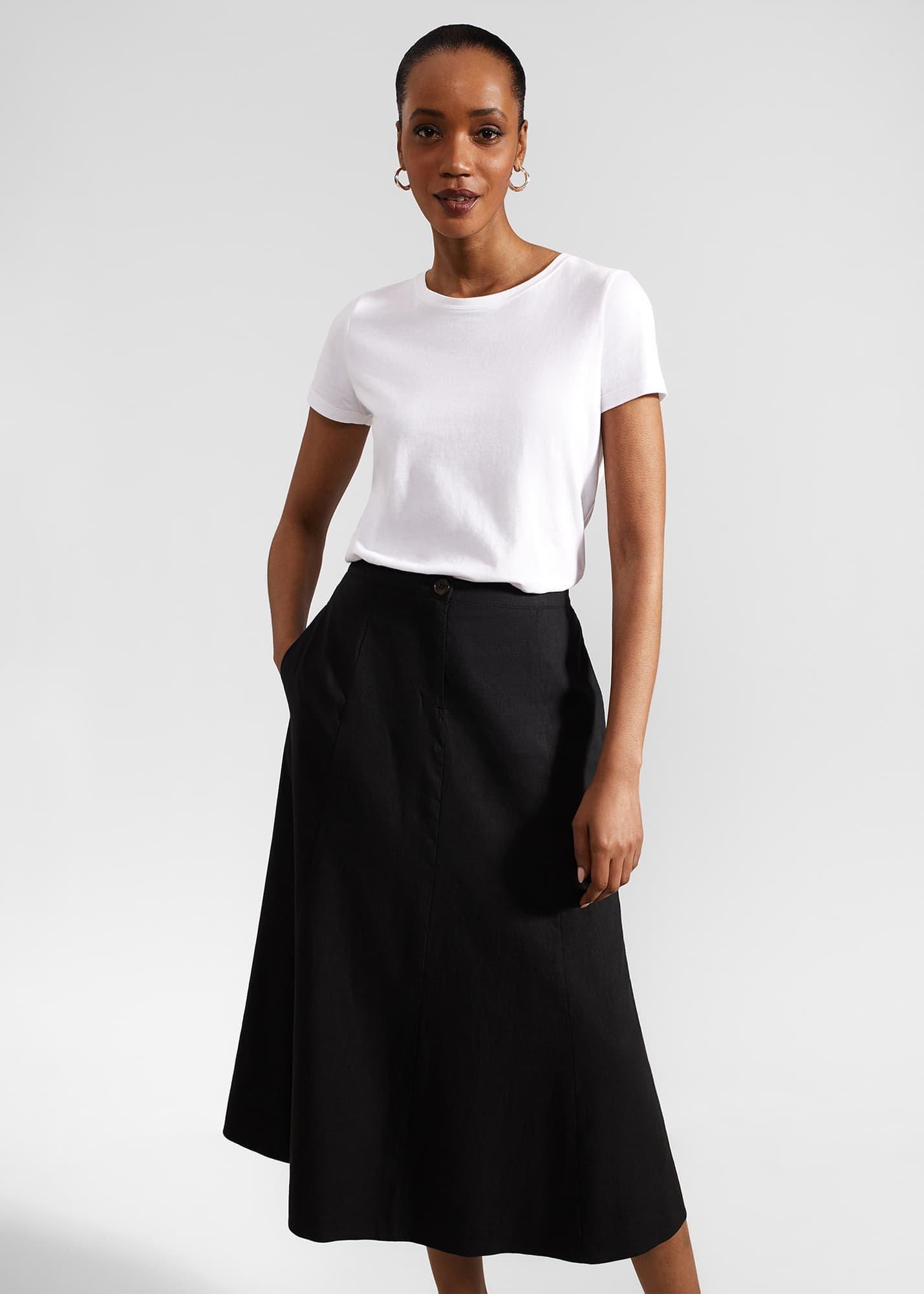 Lina Linen Skirt, Black, hi-res