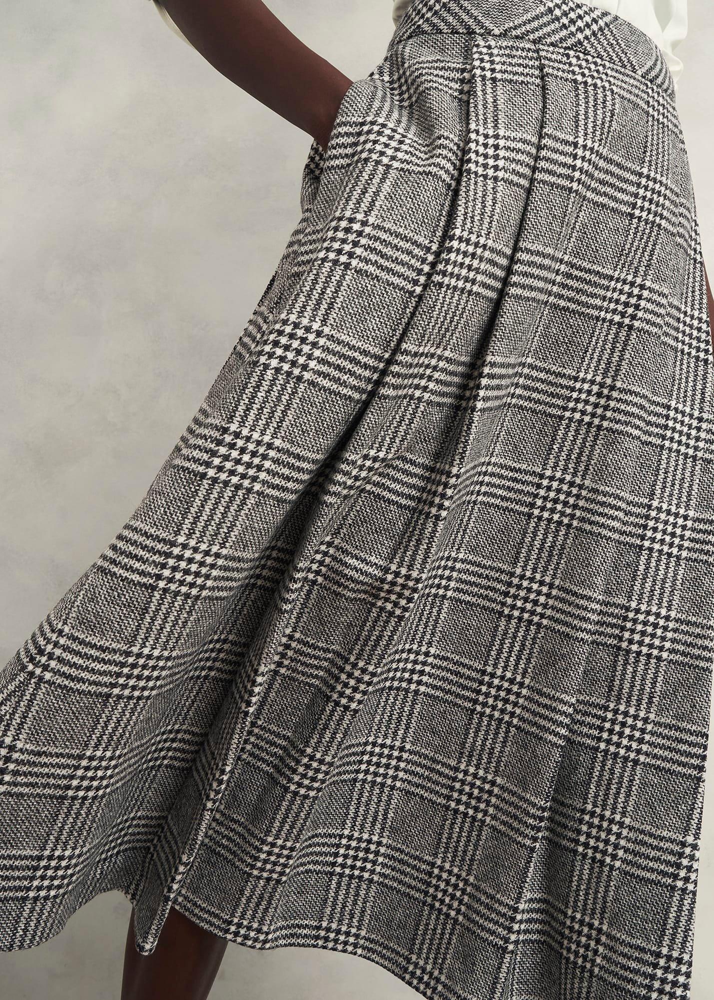 Brea Wool Full Skirt, Black White, hi-res