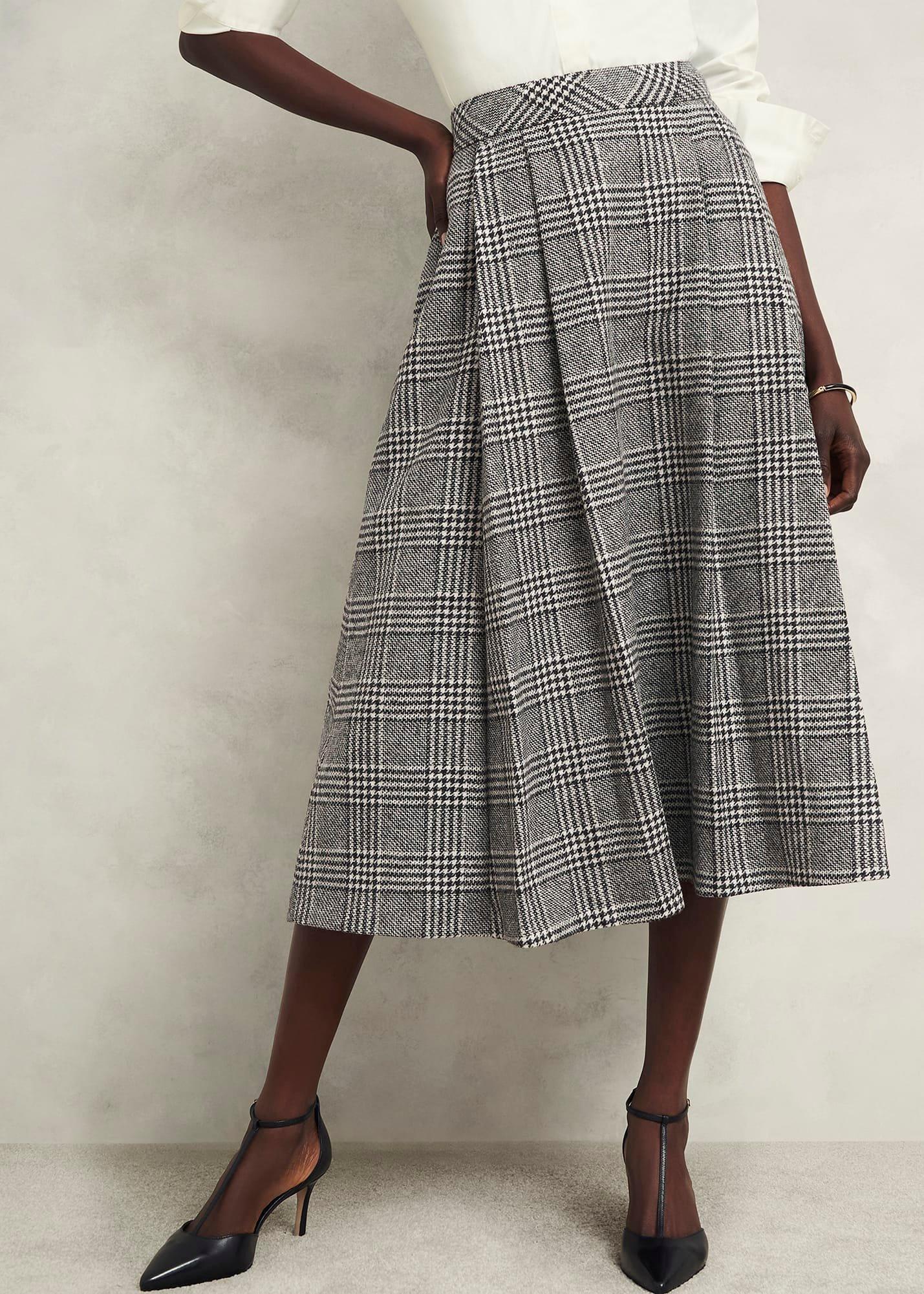 Brea Wool Full Skirt, Black White, hi-res