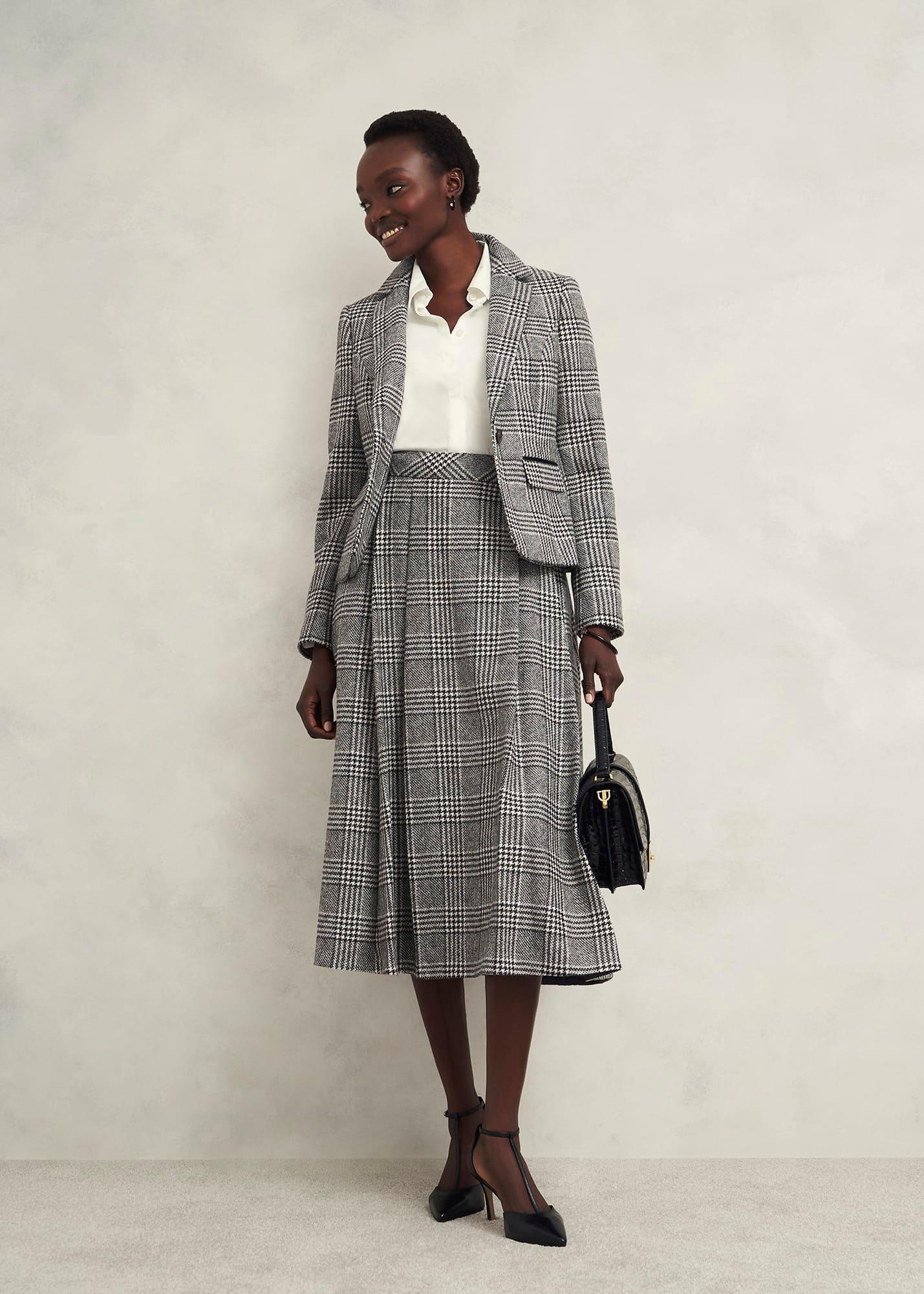 Brea Wool Full Skirt, Black White, hi-res