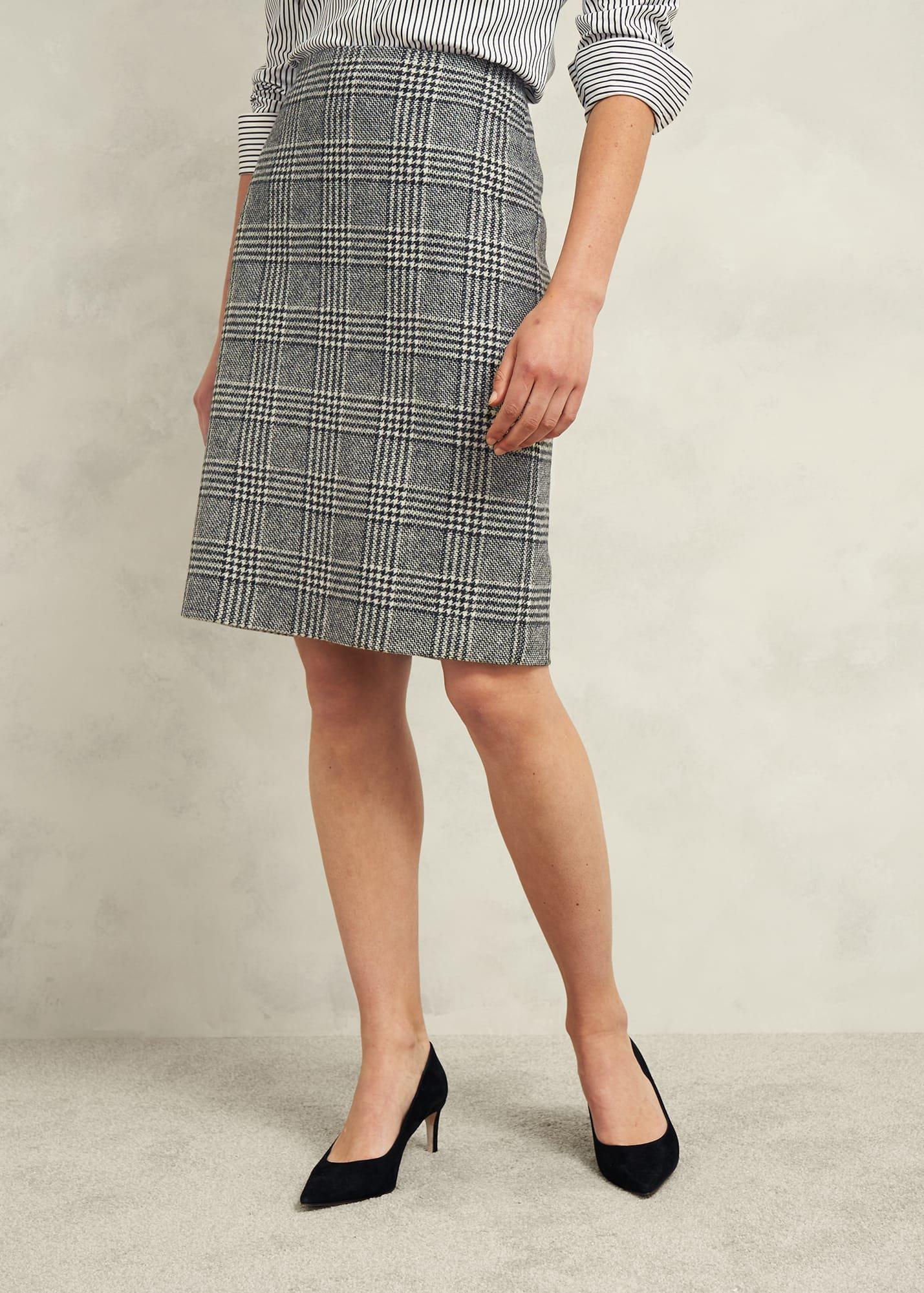 Brea Wool Skirt, Black White, hi-res