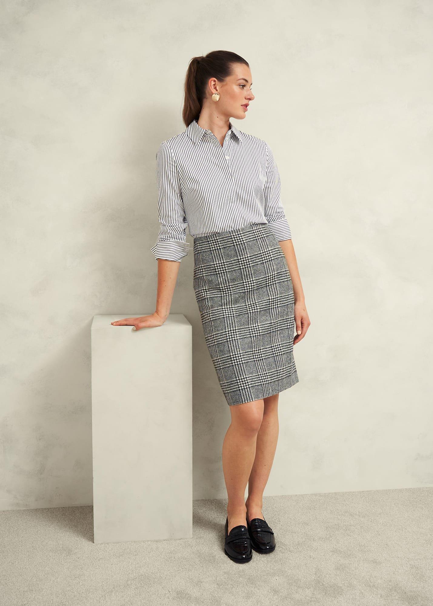 Brea Wool Skirt, Black White, hi-res