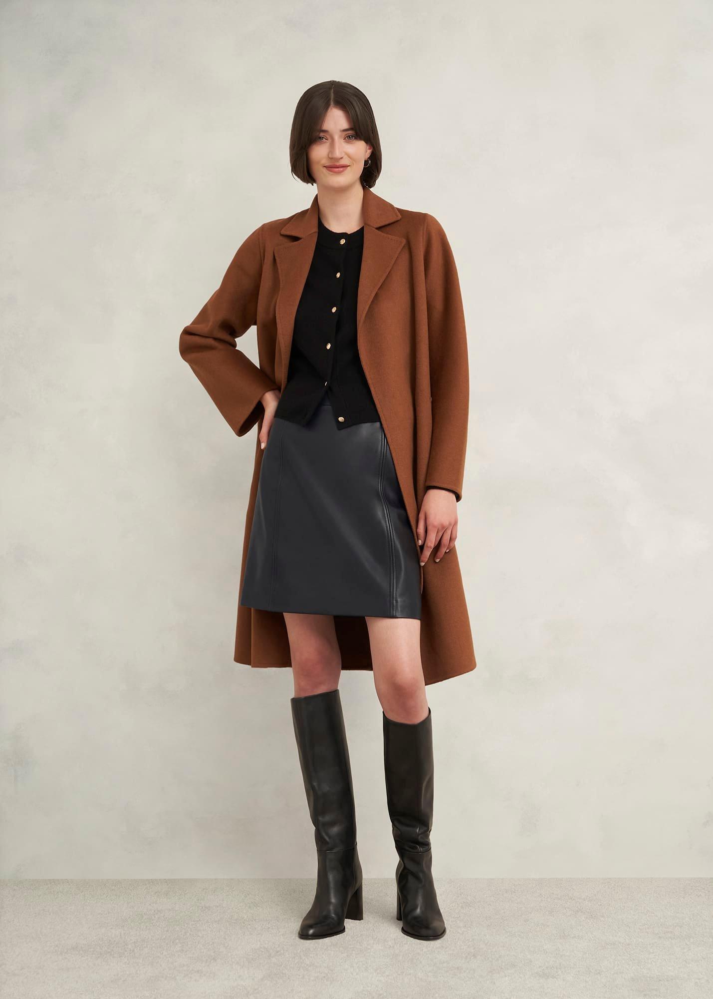 Annabelle Leather Skirt, Black, hi-res