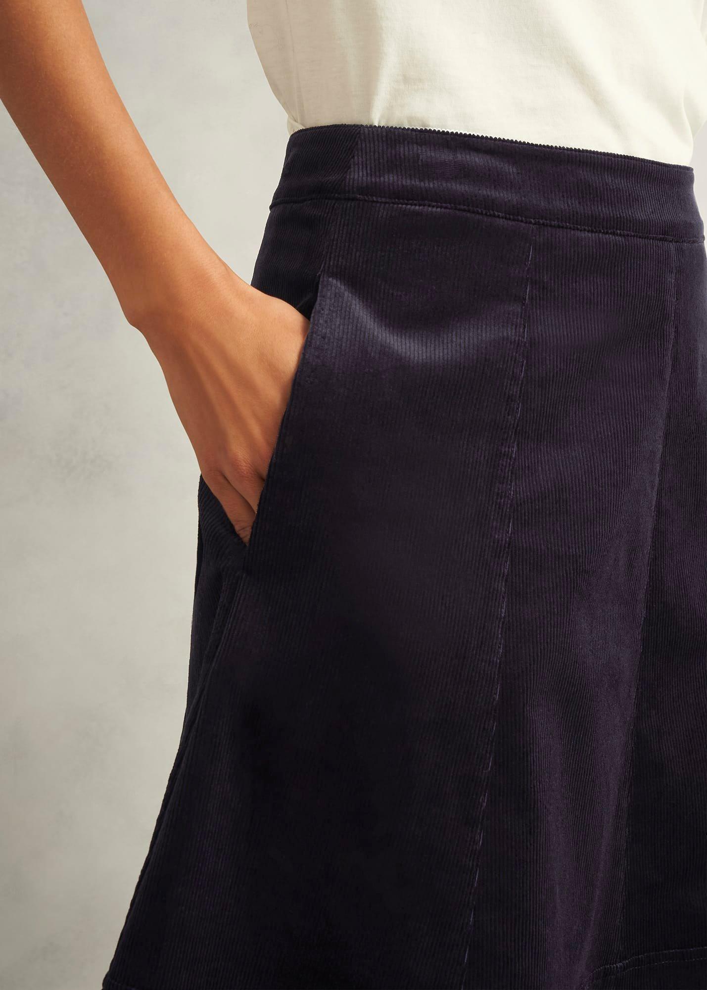Clifton Cord Skirt, Navy, hi-res