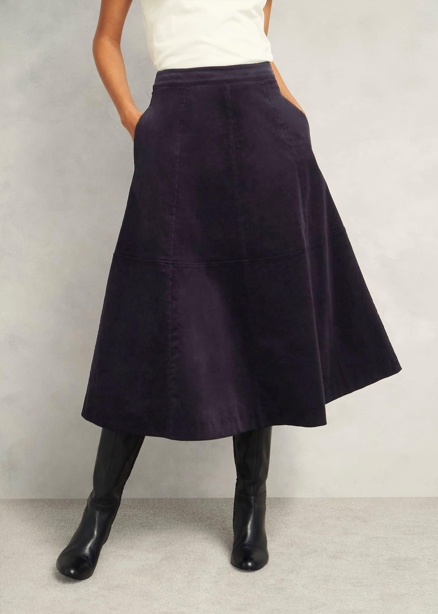 Clifton Cord Skirt, Navy, hi-res