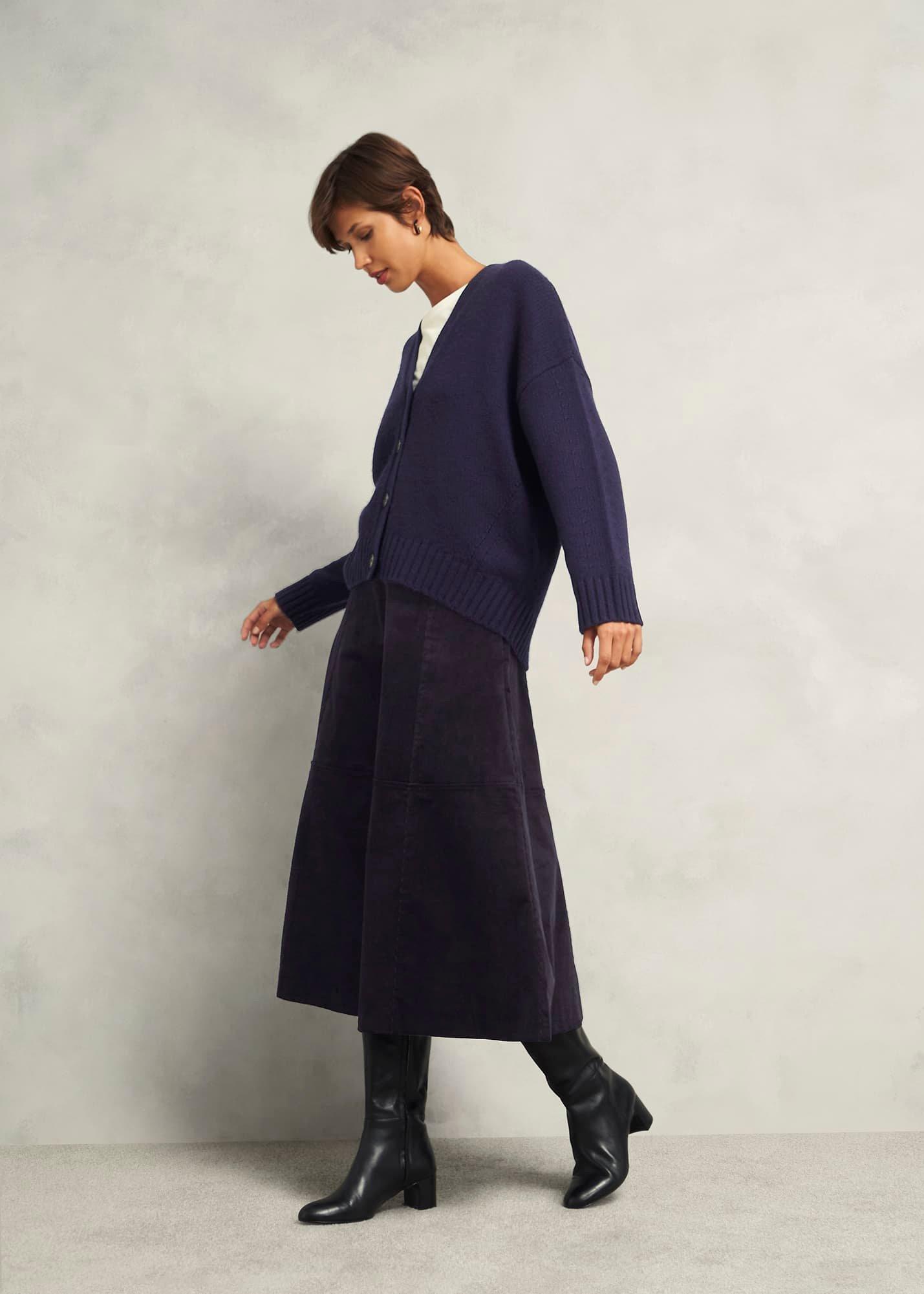 Clifton Cord Skirt, Navy, hi-res