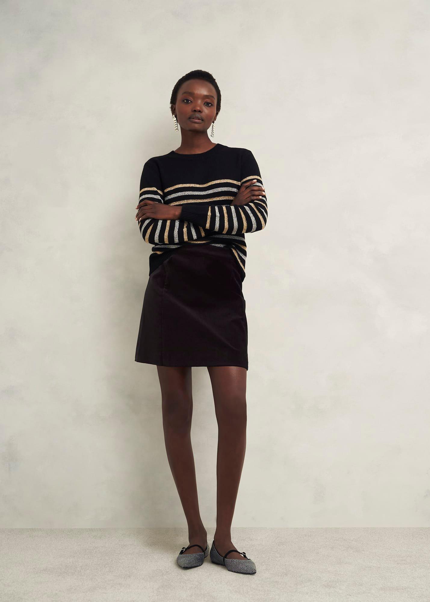 Izzy Velvet Skirt, Black, hi-res